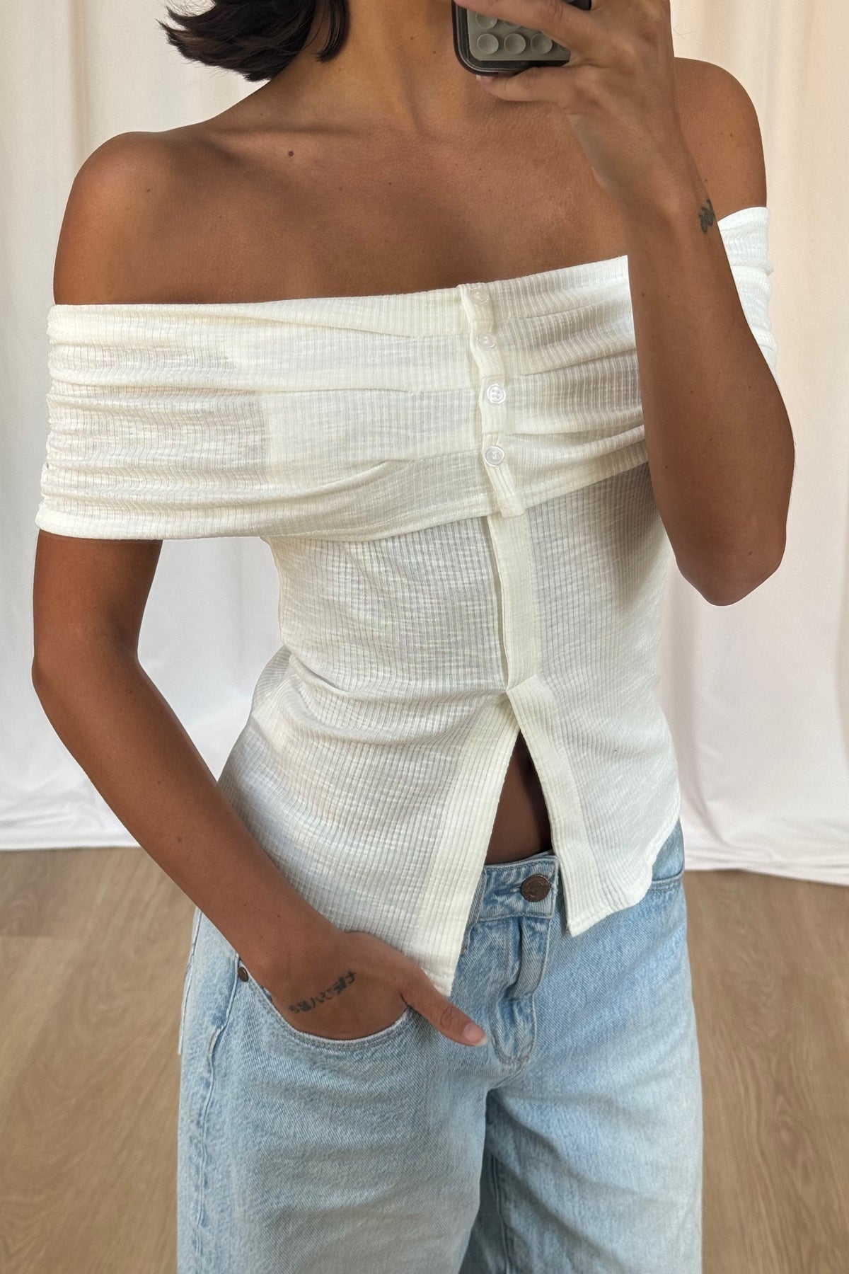 Tamsin Off The Shoulder Top White