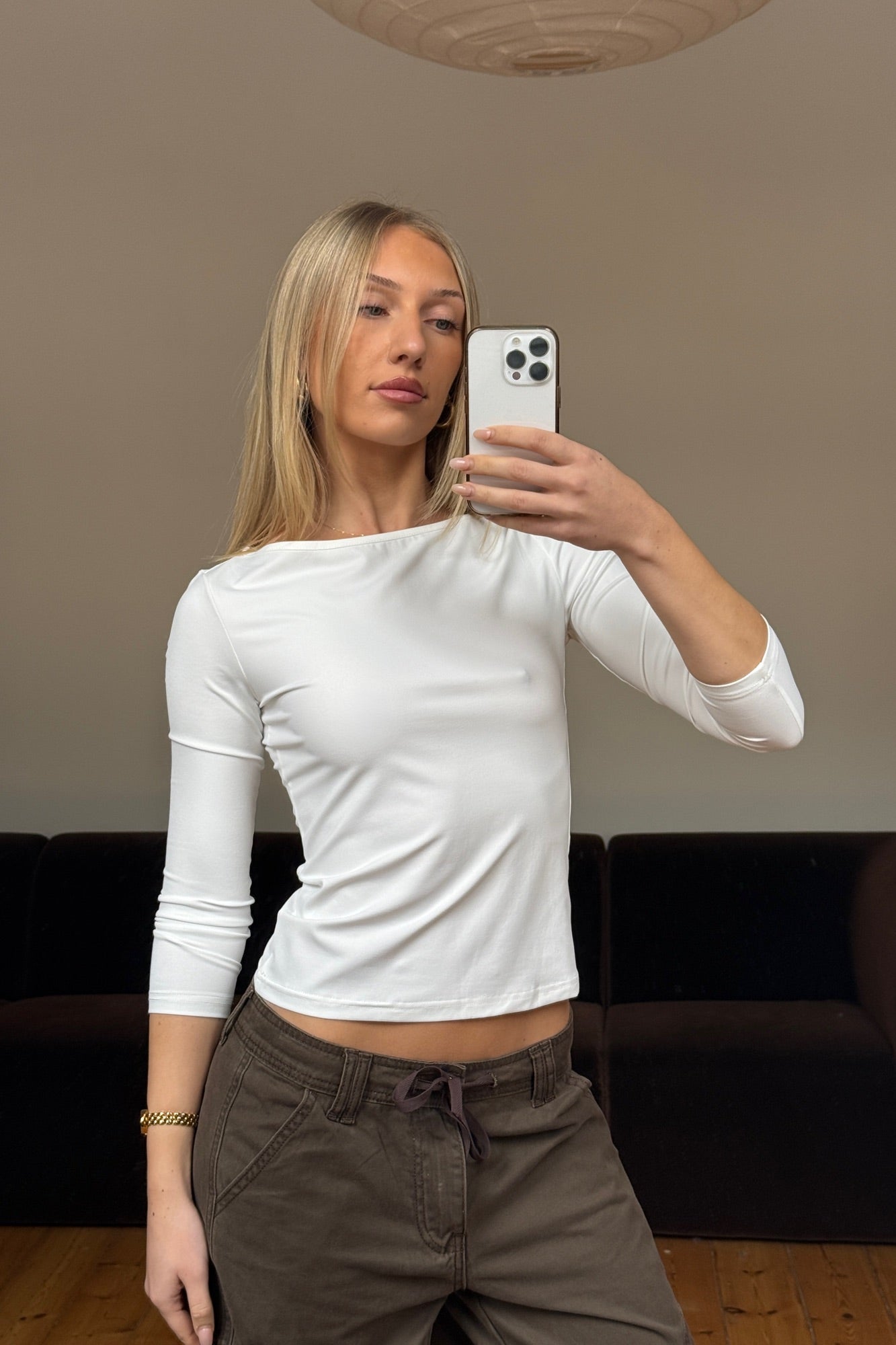 Dakota 3/4 Sleeve Top White