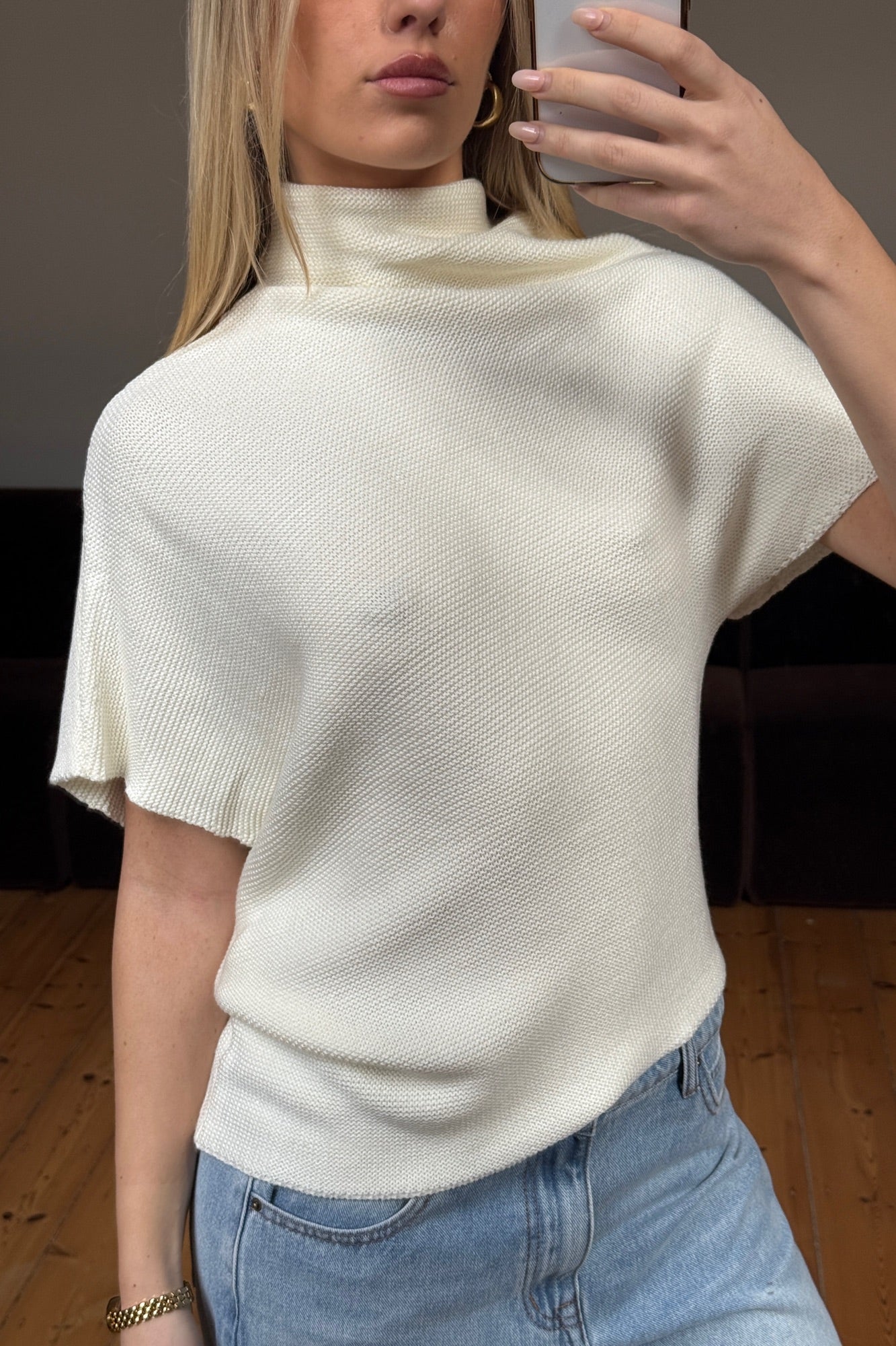 Claire High Neck Top White