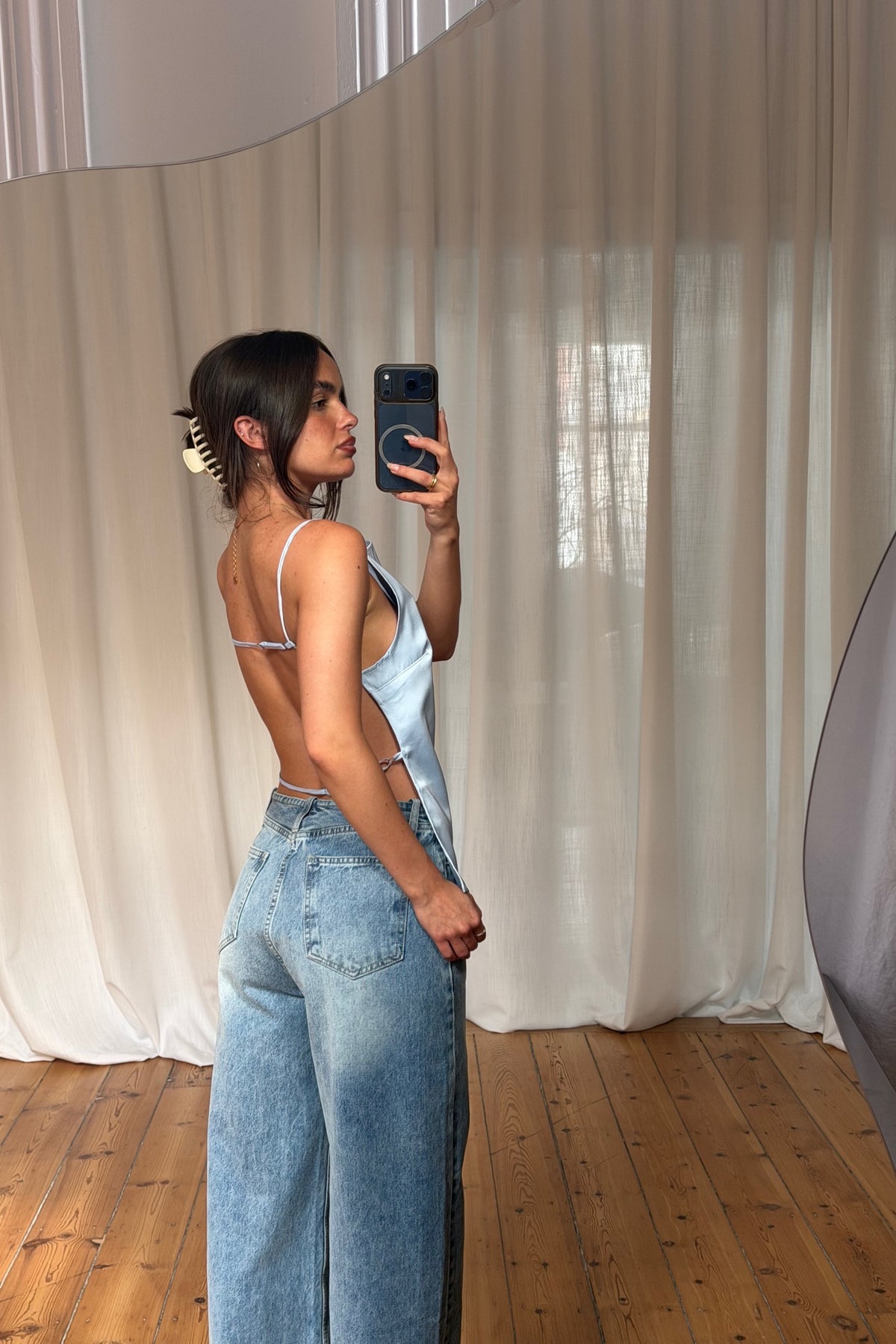 Camille Backless Top Sky Blue