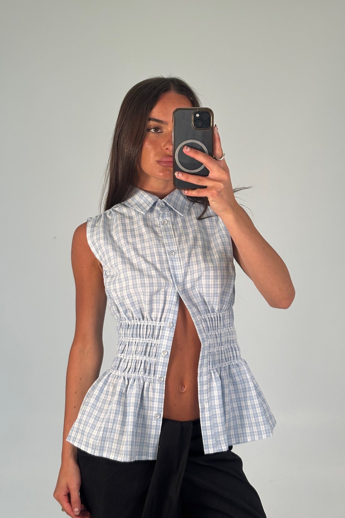 Charlotte Sleeveless Shirt Blue