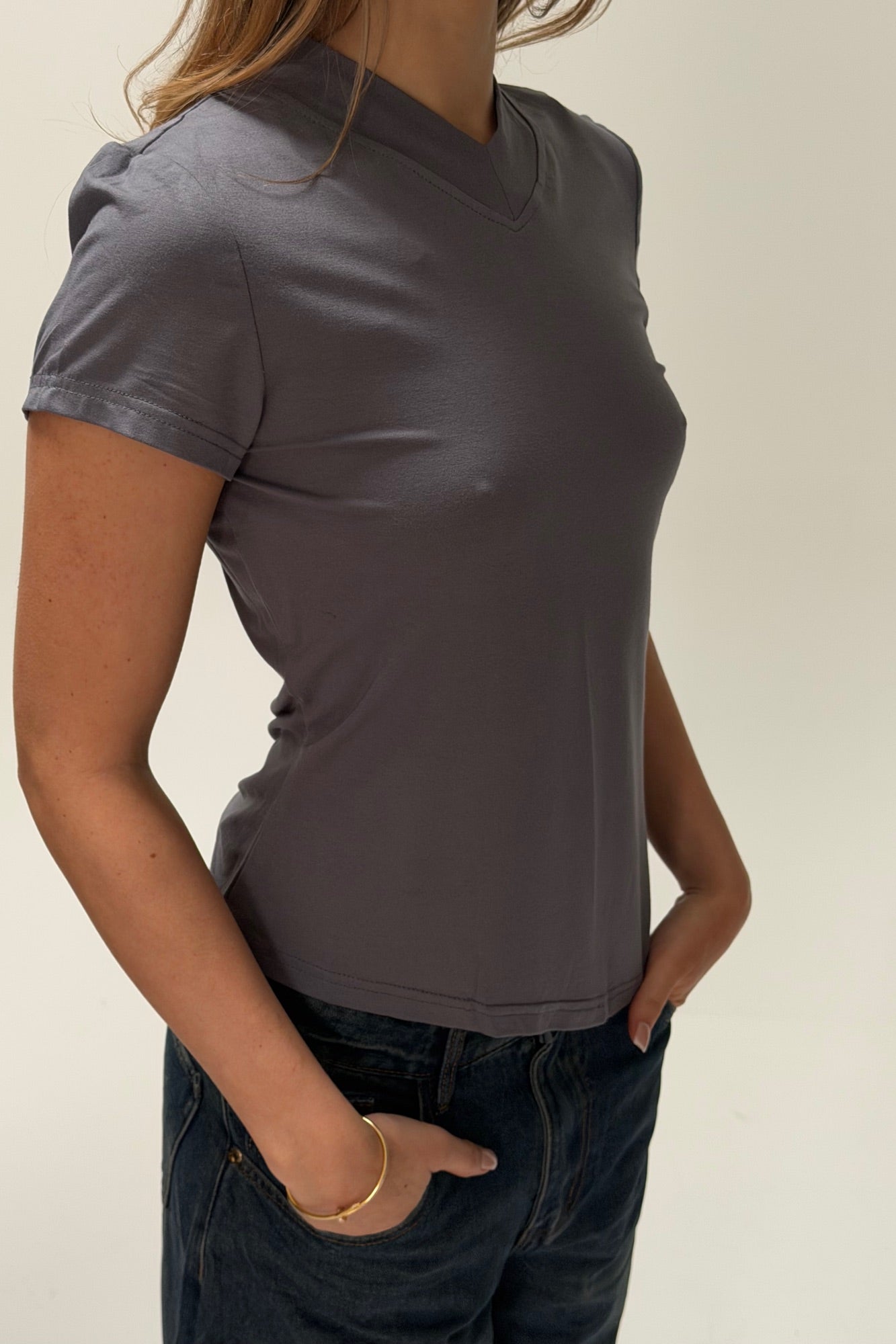 Kaitlyn V Neck Dark Grey
