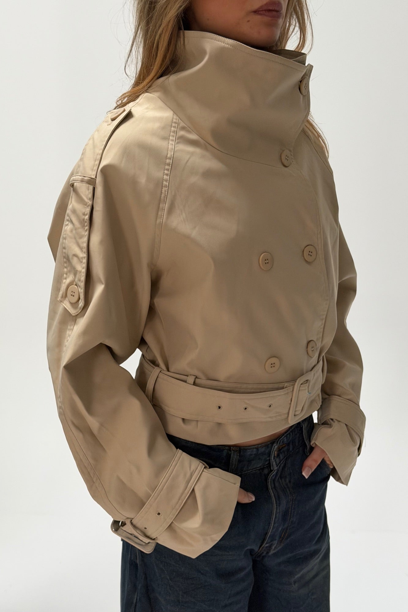 Blanc Cropped Trench Cream