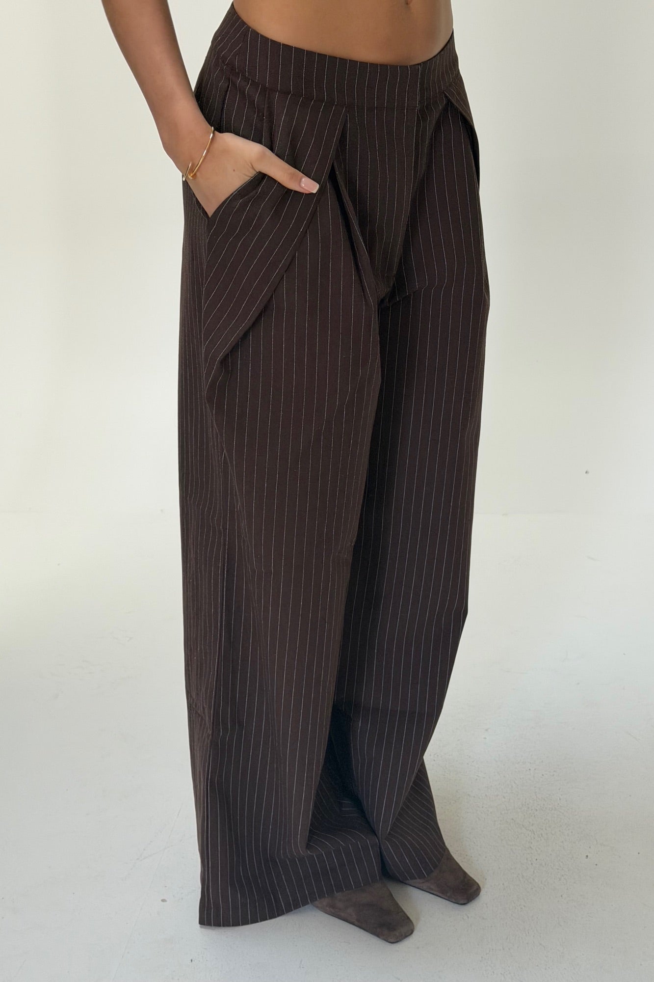 Josie Pinstripe Pant Chocolate