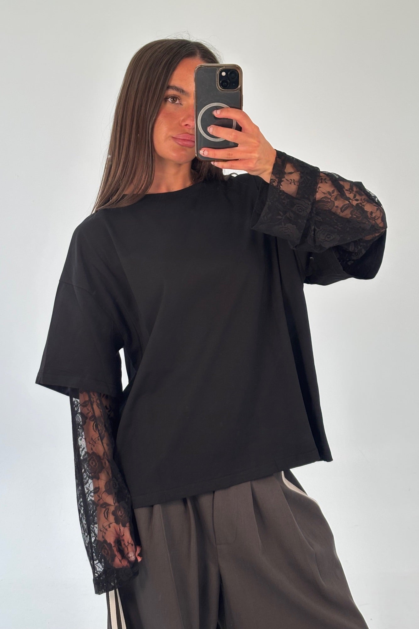 Francesca Lace Tee Black