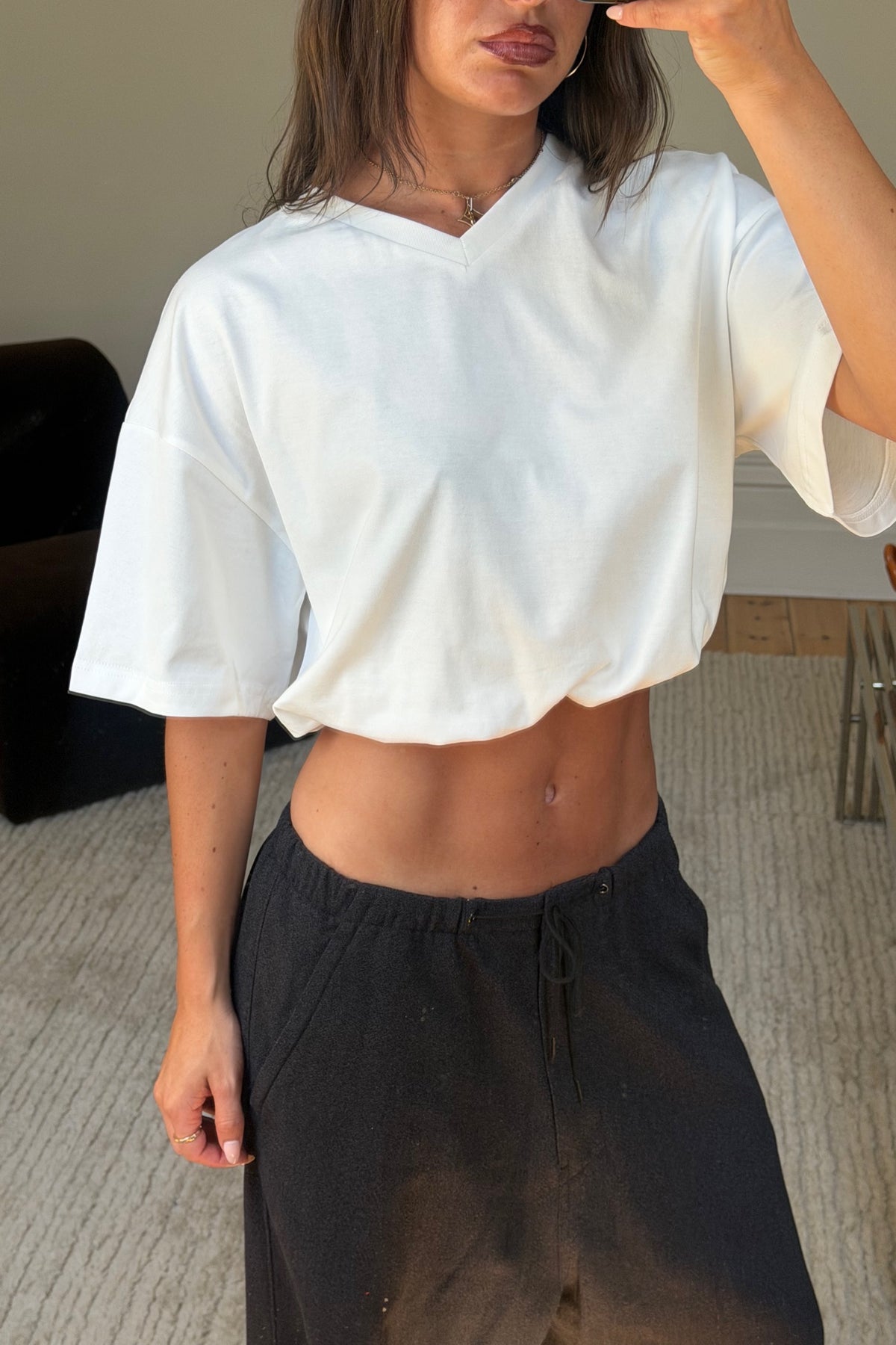 Chala V Neck Tee White