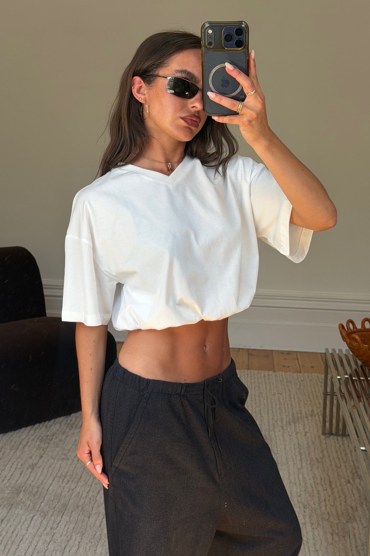 Chala V Neck Tee White