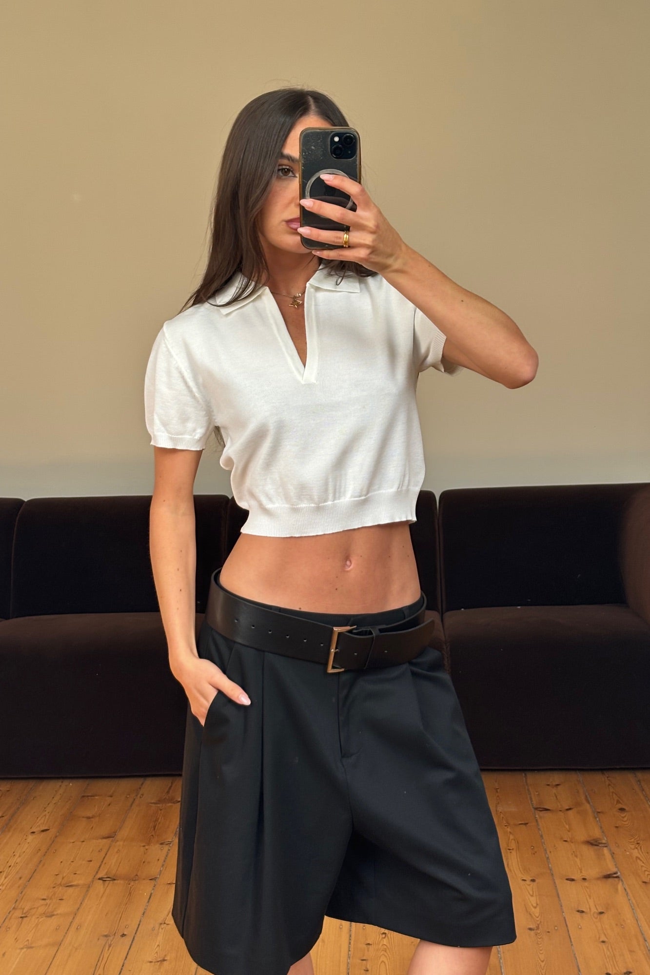 Lena Cropped Polo White