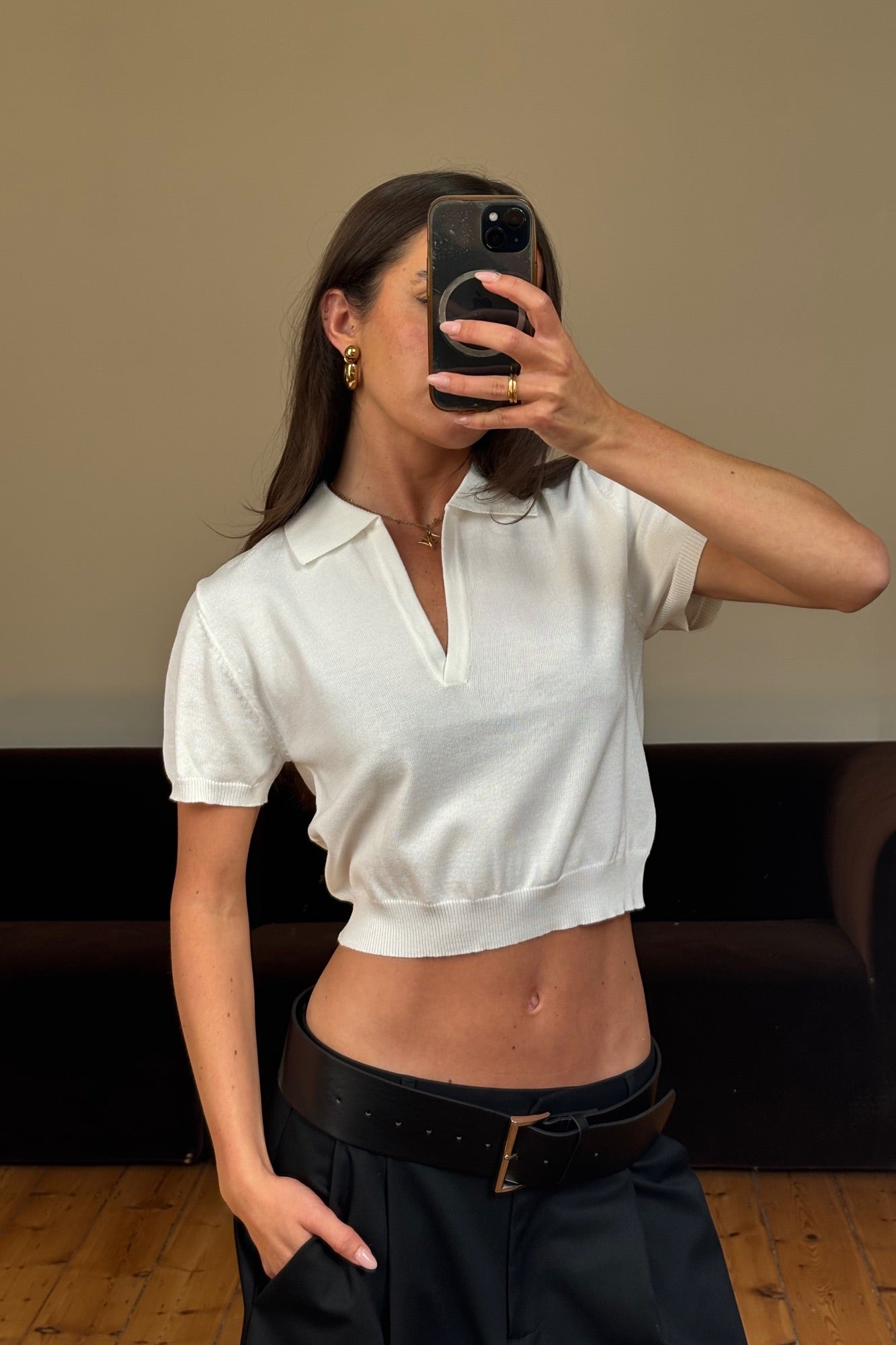 Lena Cropped Polo White