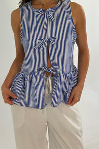 Jamie Bow Top Blue Stripe