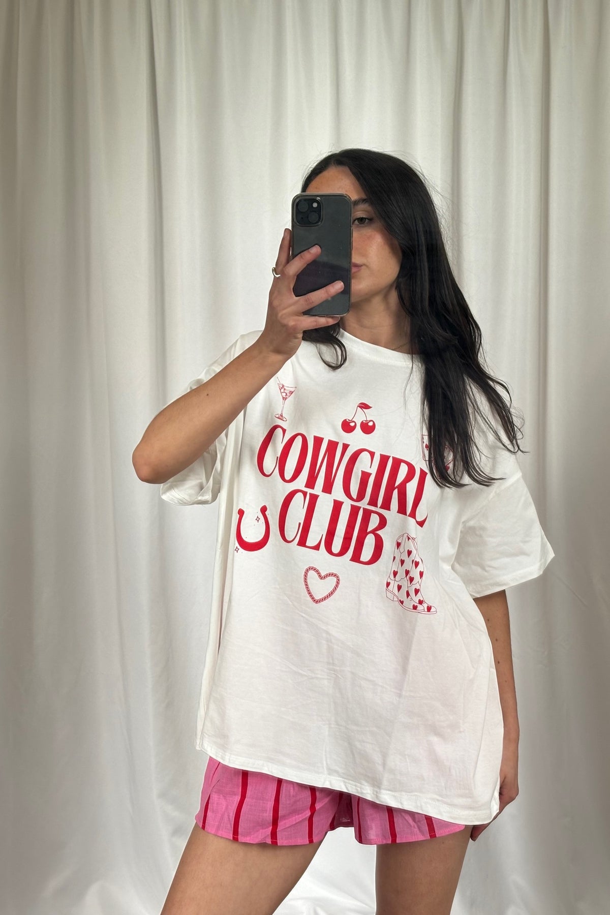 Cowgirl Club Top White/Red