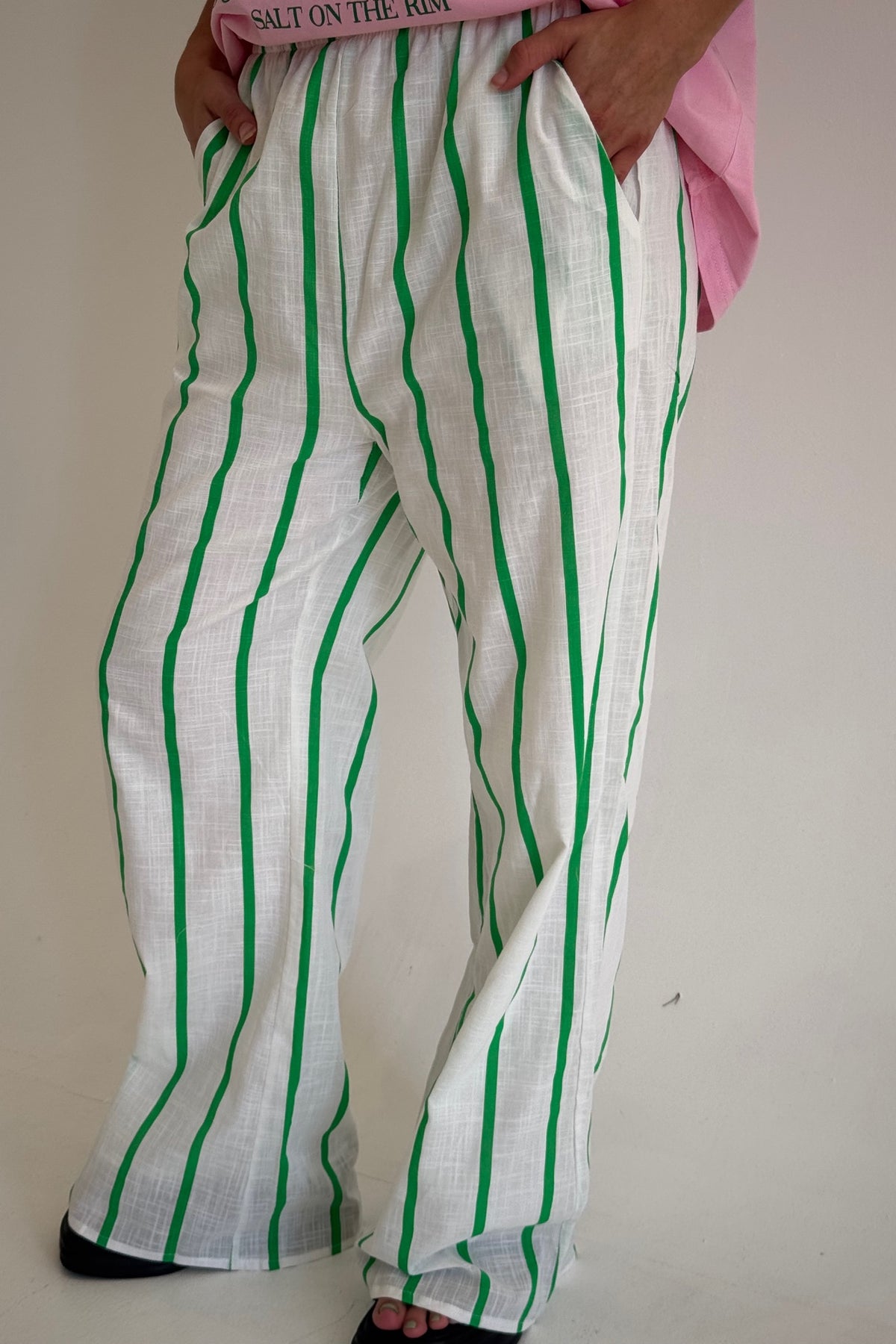 Terry Pant Green/White