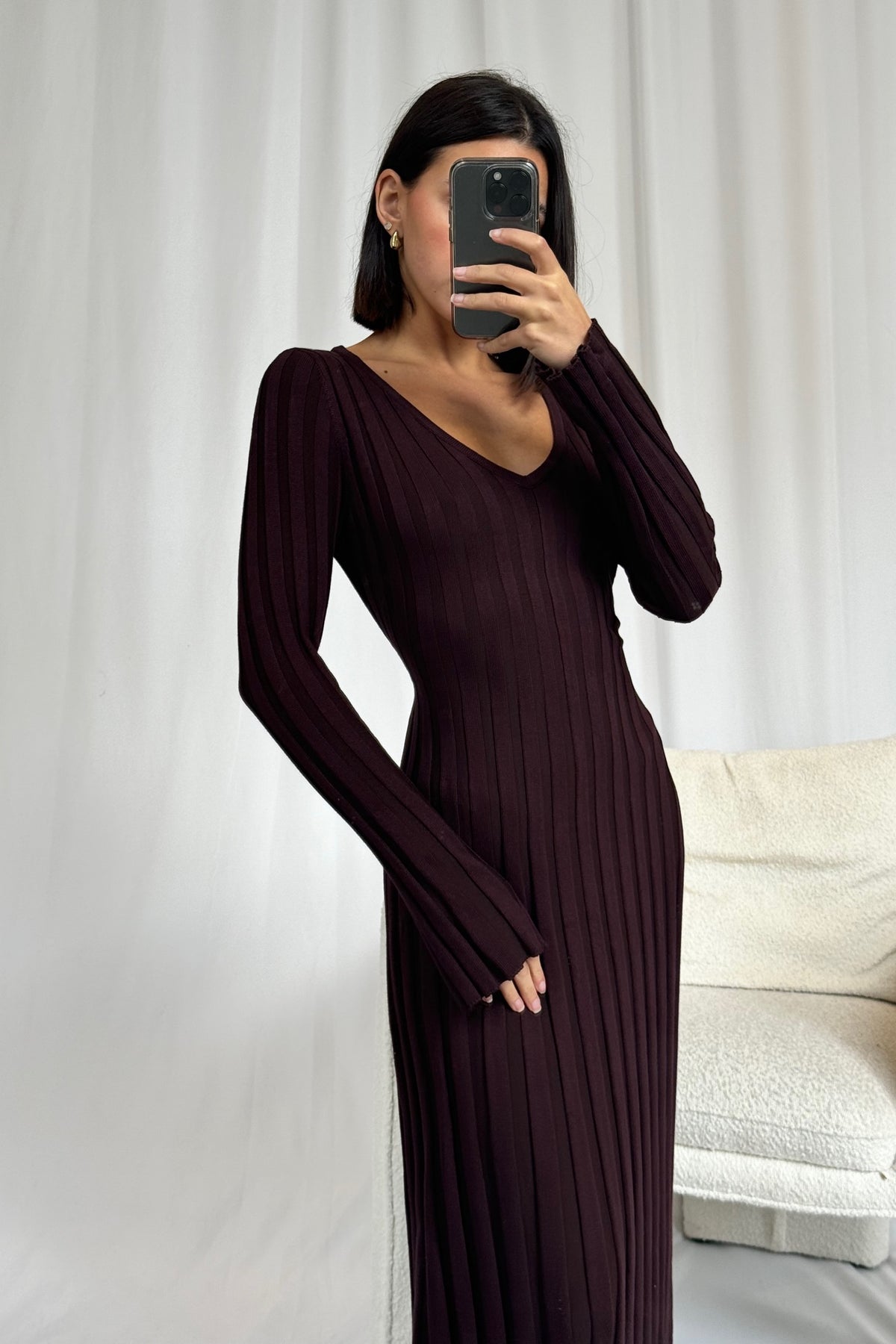 Adaleigh Midi Dress Dark Brown