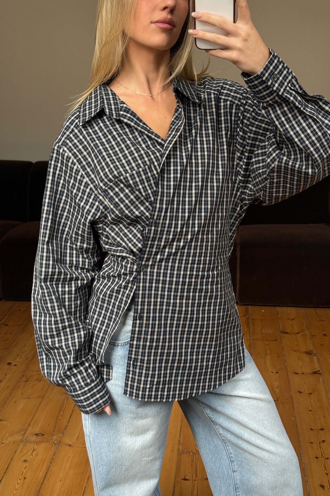 Notting Hill Shirt Navy Lemon Plaid