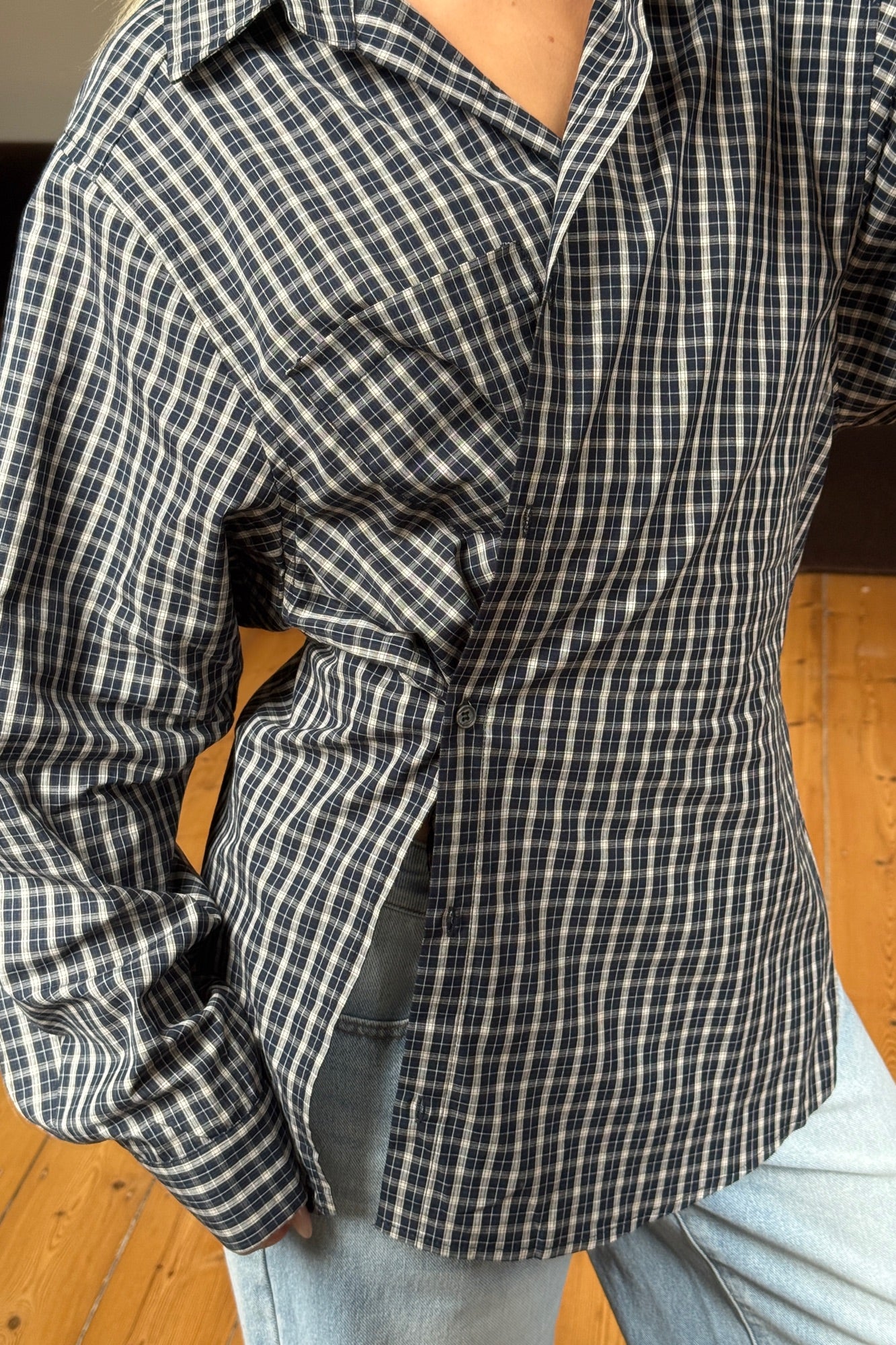 Notting Hill Shirt Navy Lemon Plaid