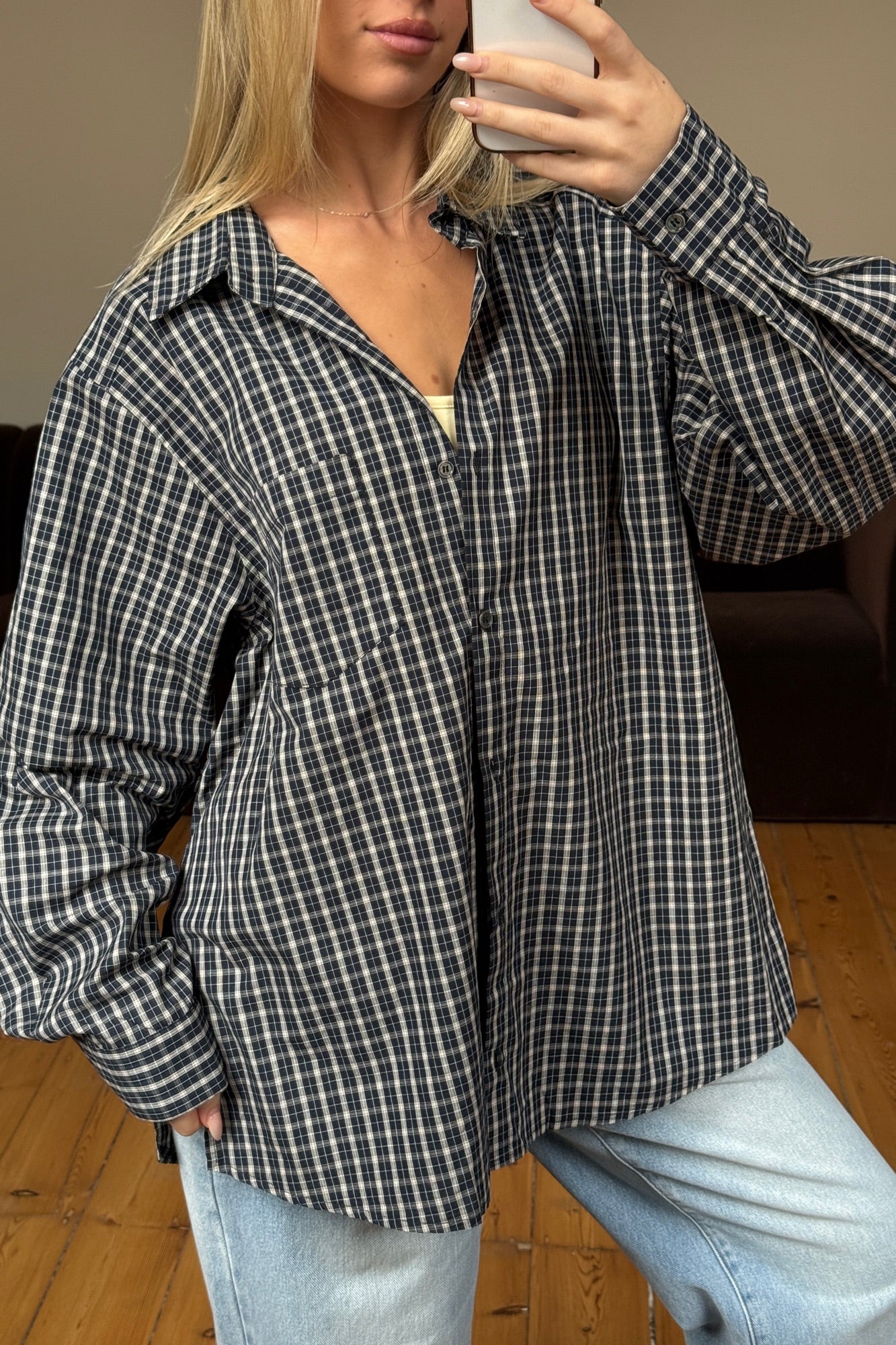 Notting Hill Shirt Navy Lemon Plaid