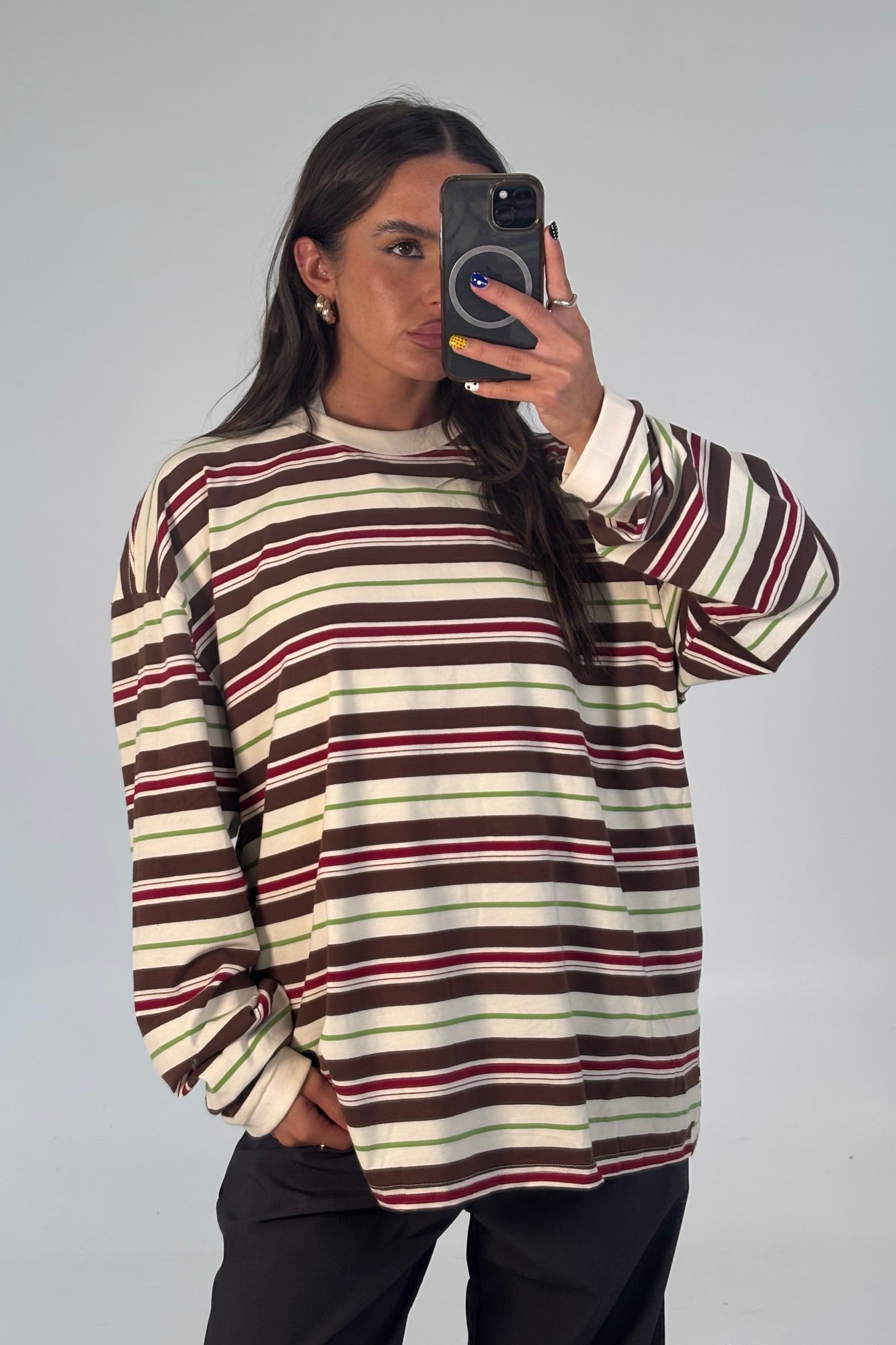 Unisex Tim Stripe Long Sleeve Choc