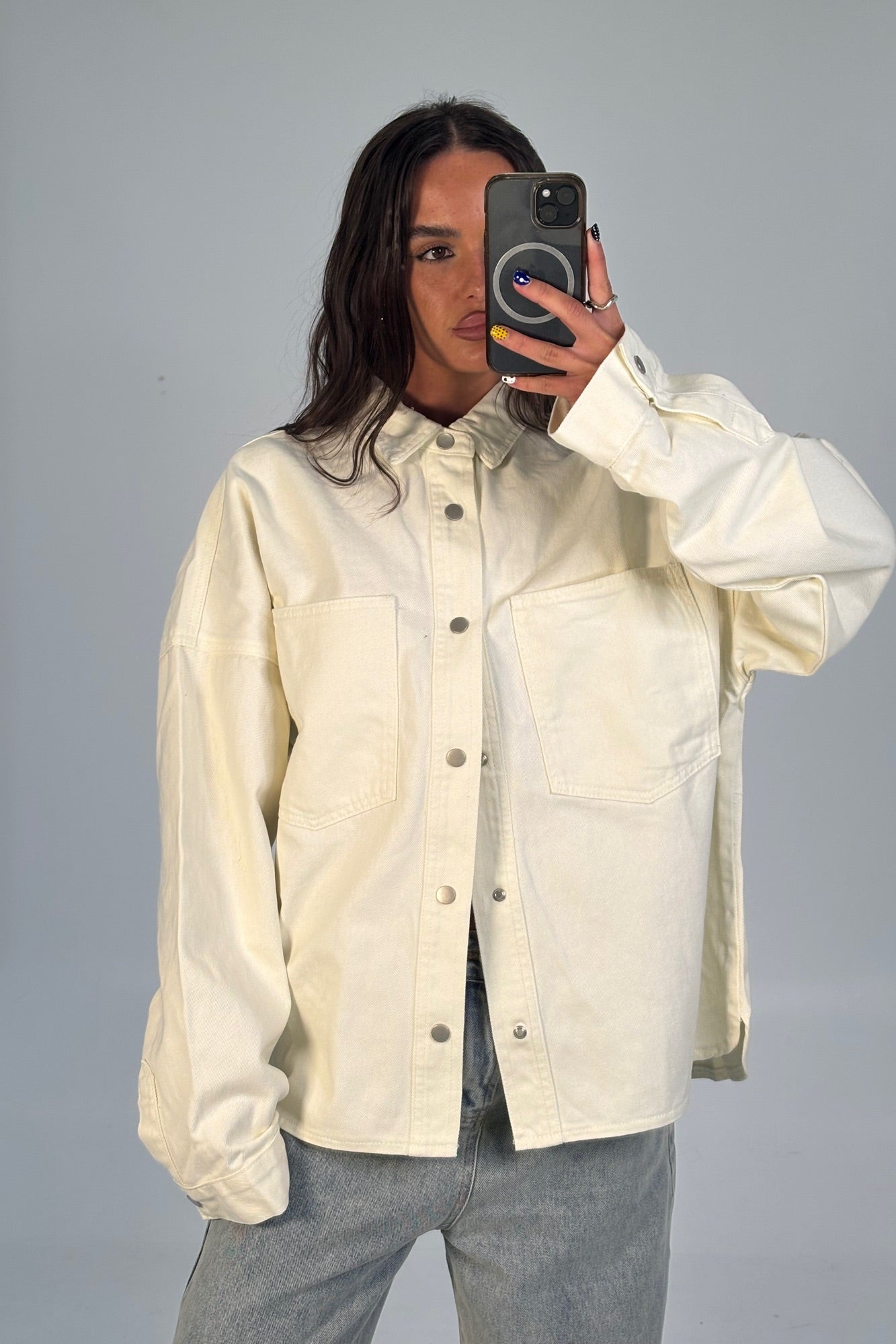 Unisex Heavyweight Denim Shirt Ivory