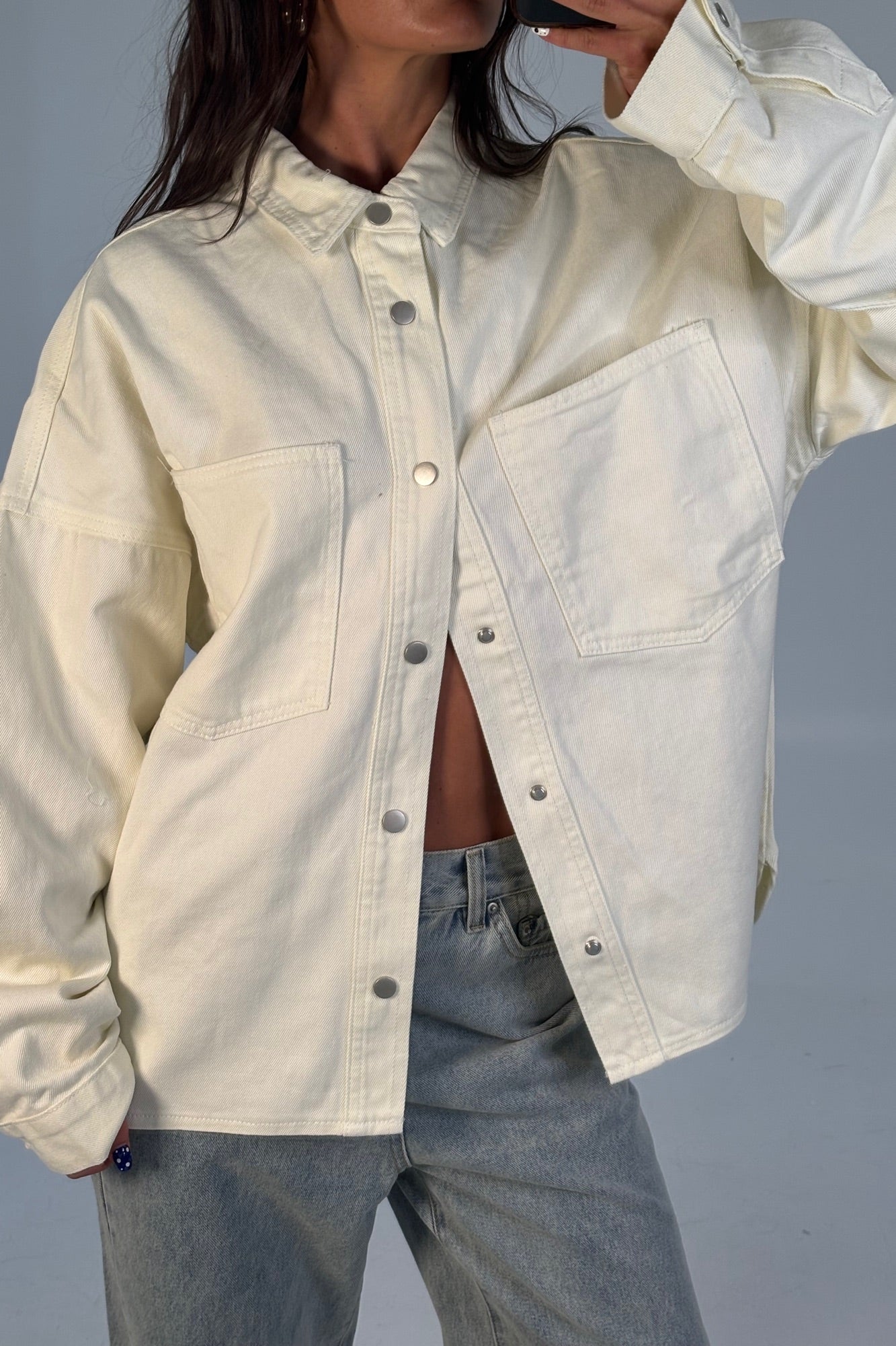 Unisex Heavyweight Denim Shirt Ivory