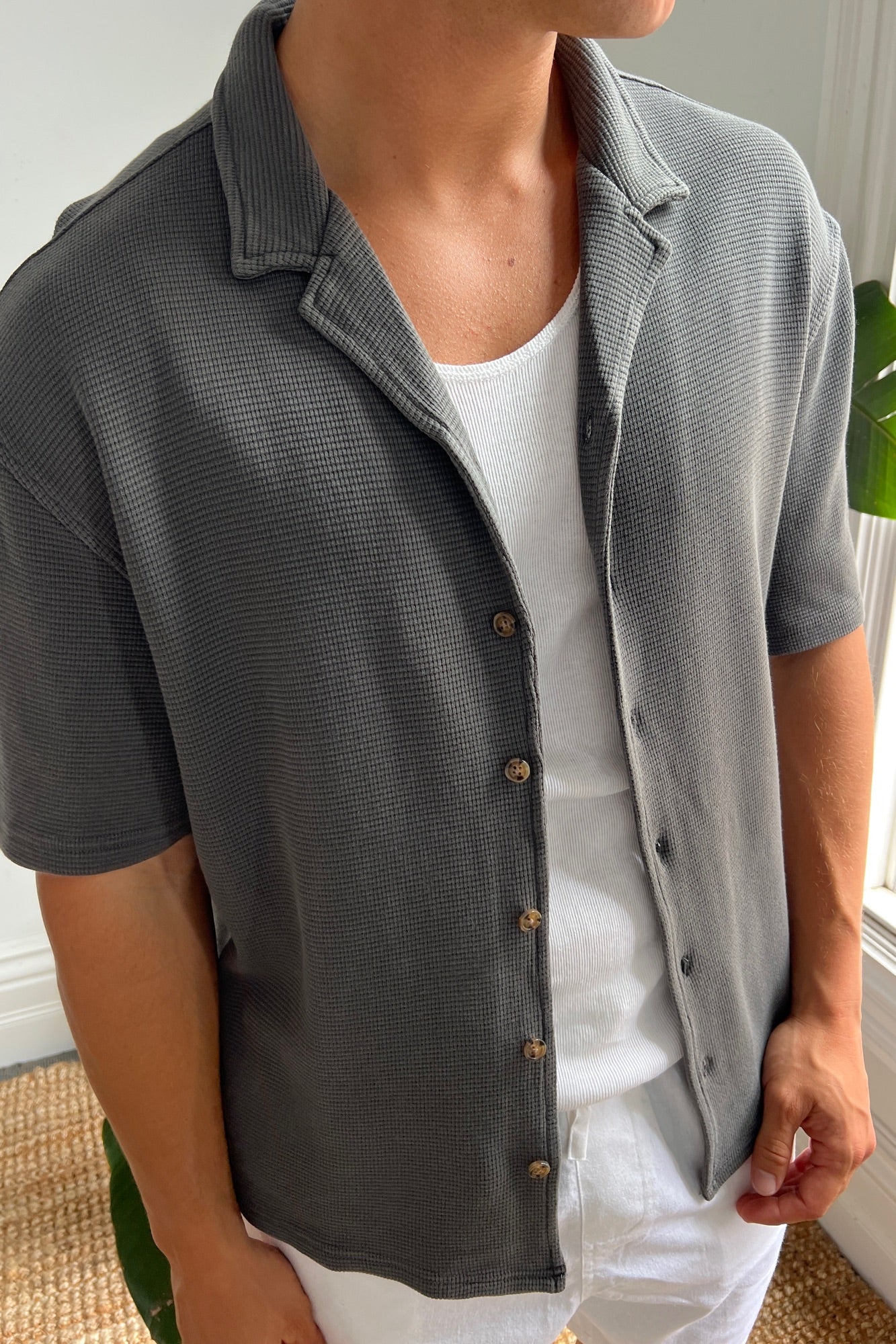 NTH Waffle Shirt Charcoal