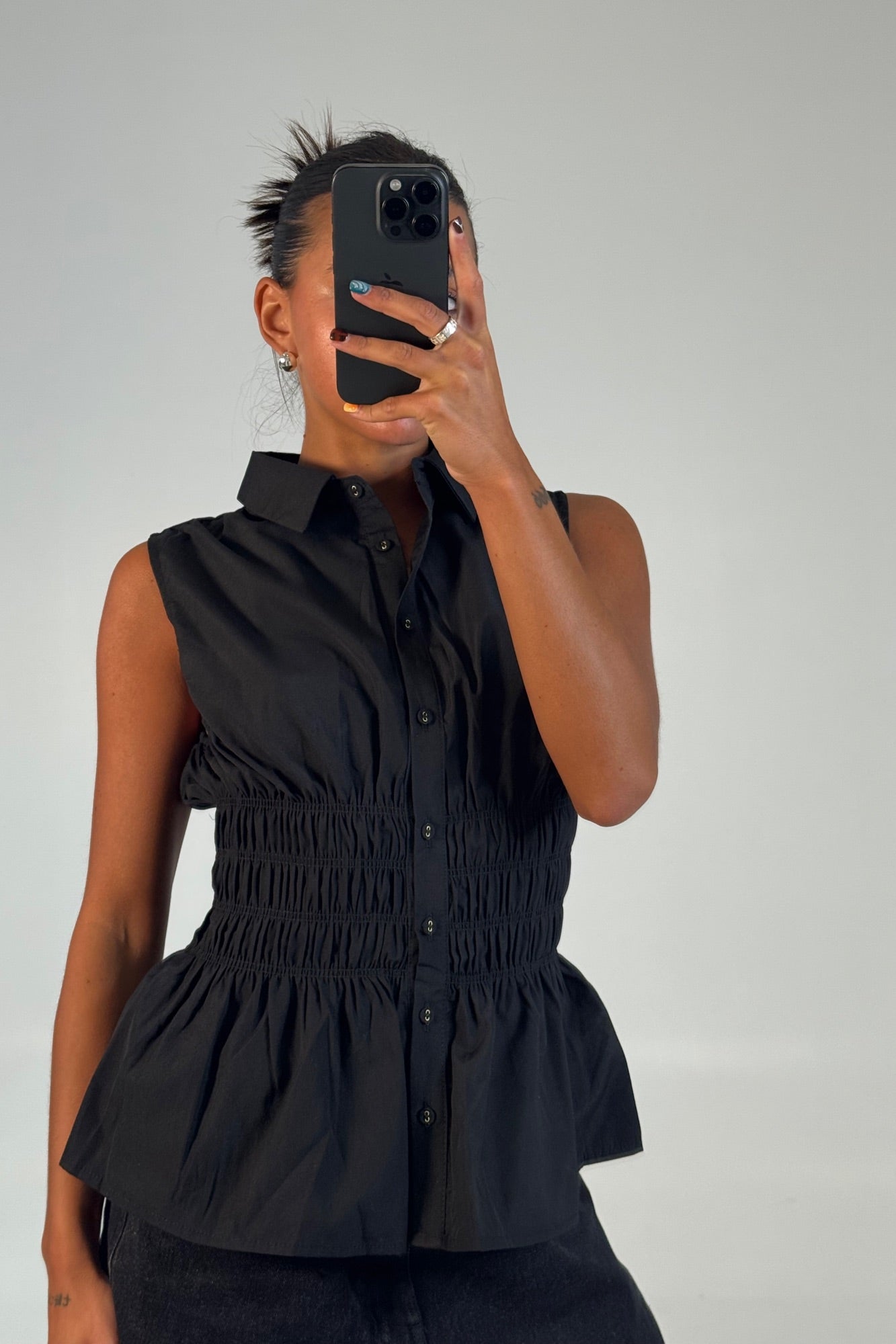 Stevie Sleeveless Shirt Black
