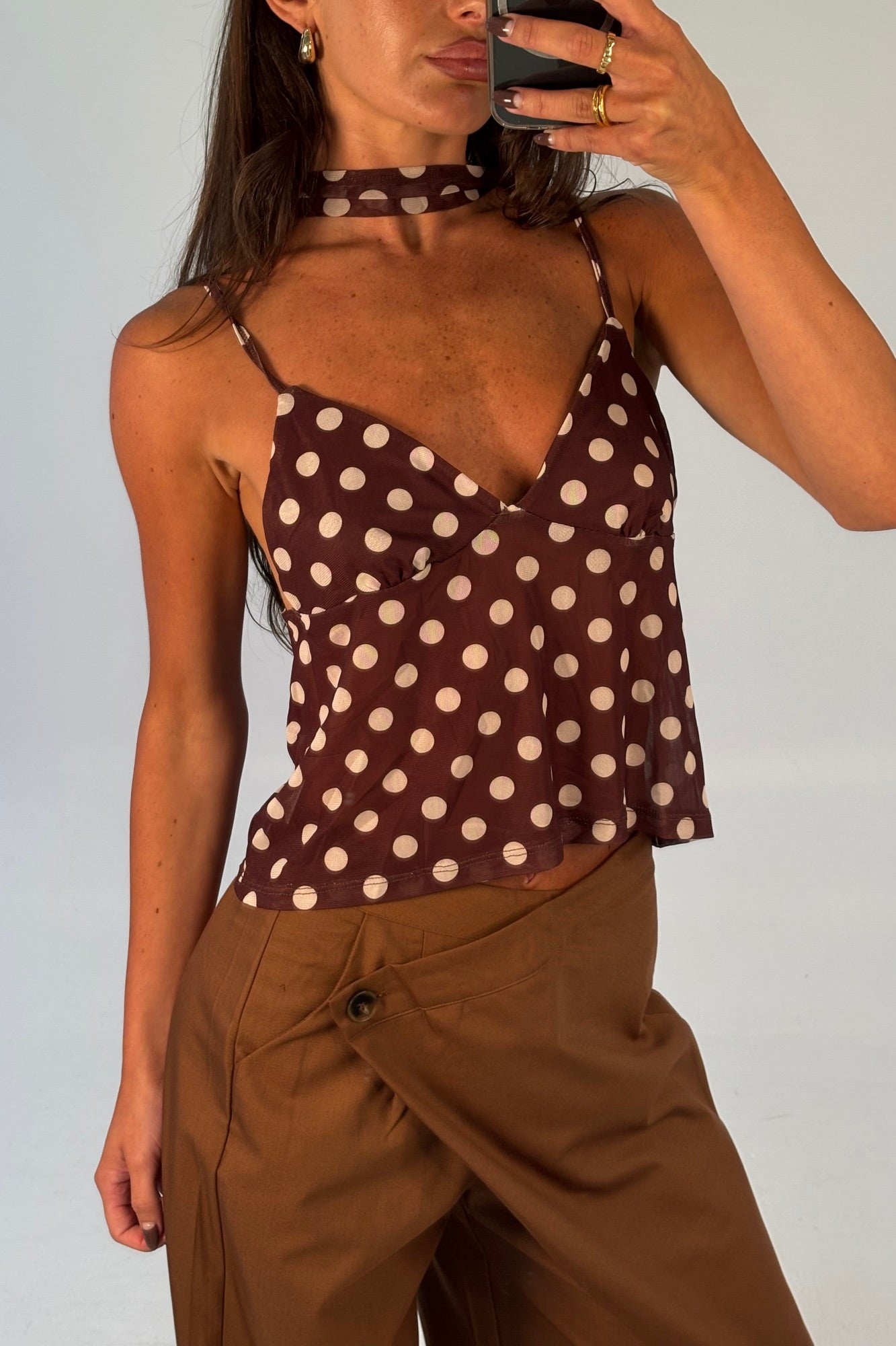 Kasia Polka Dot Top Chocolate