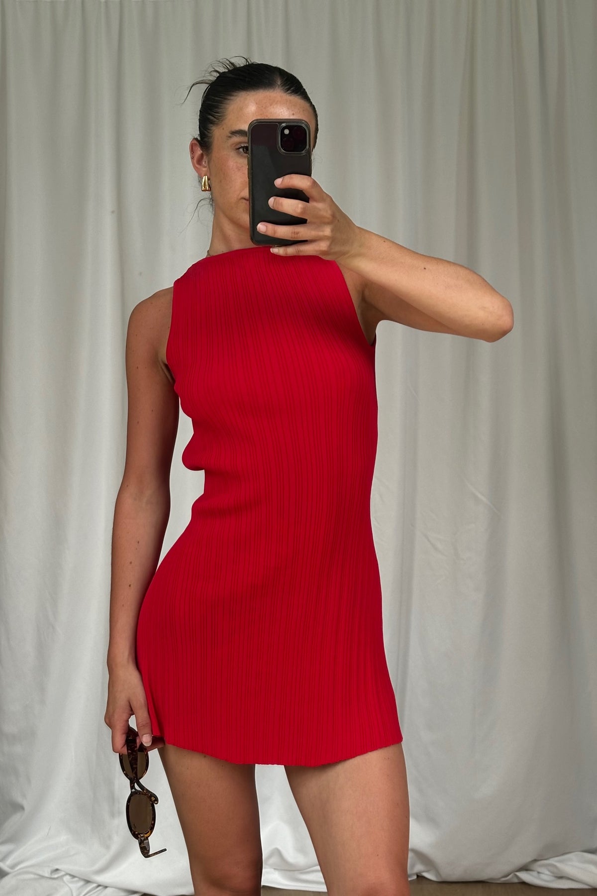 Peyton Ribbed Mini Dress Red