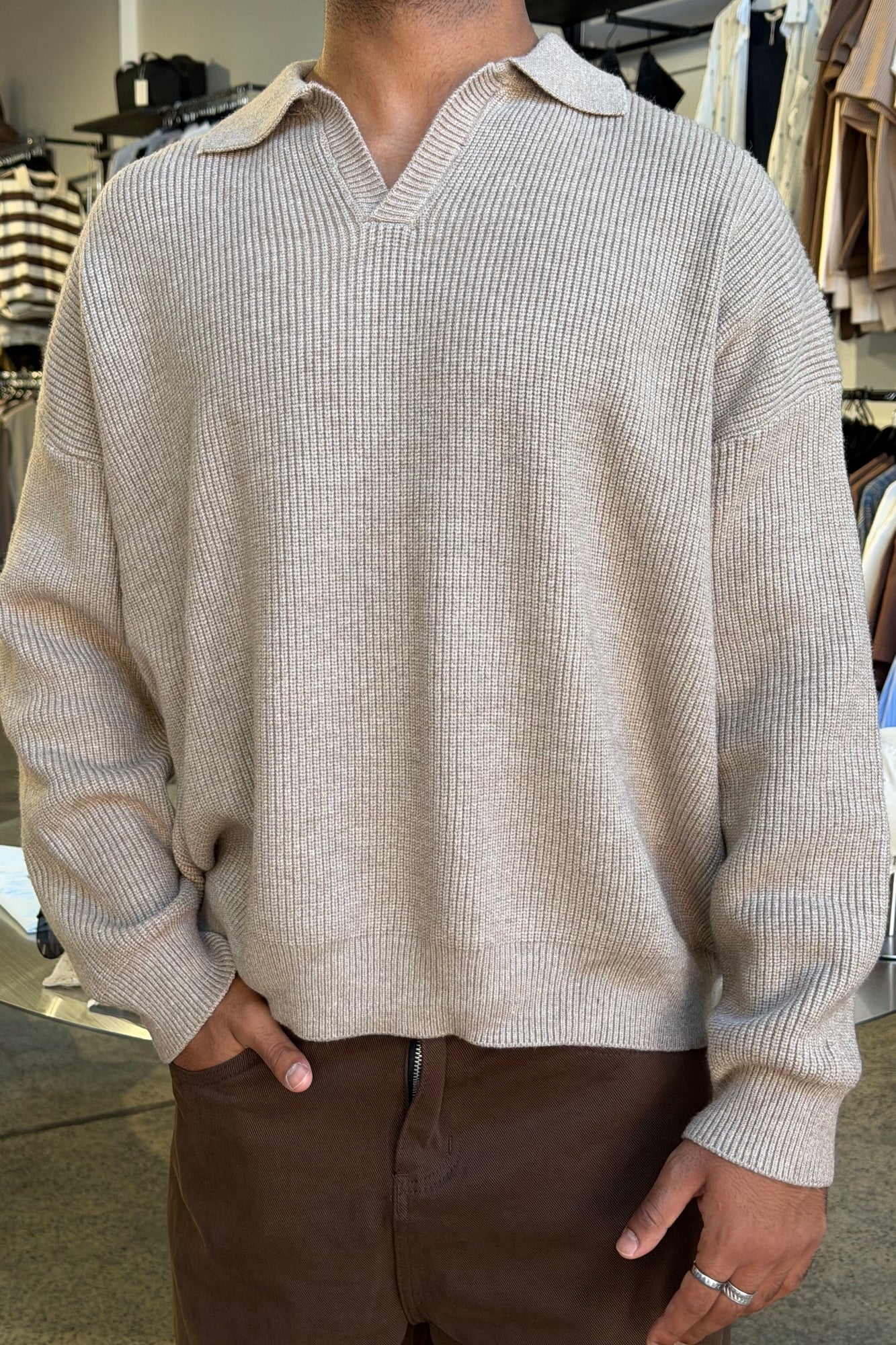 Jay Knitted Polo Oat