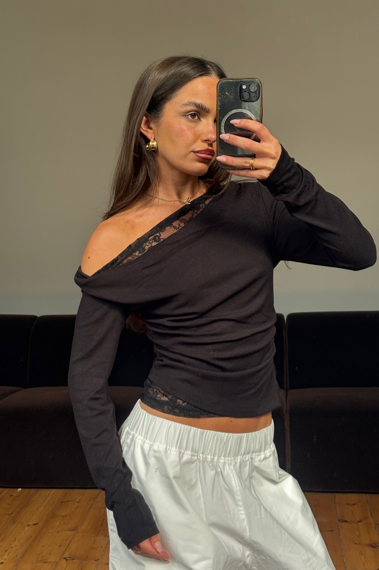Sharna Lace Long Sleeve Black