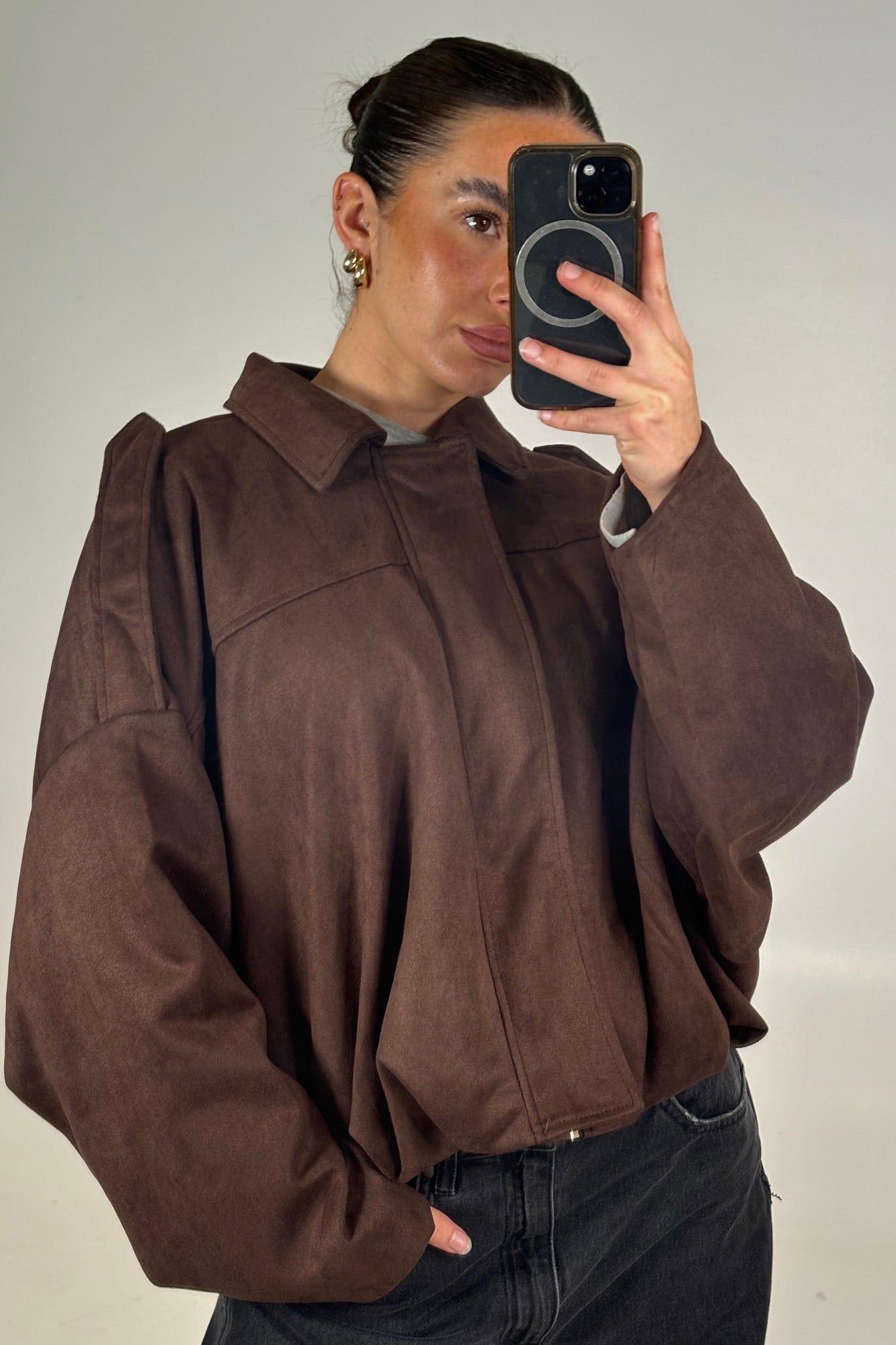 Harmony Suede Jacket Chocolate