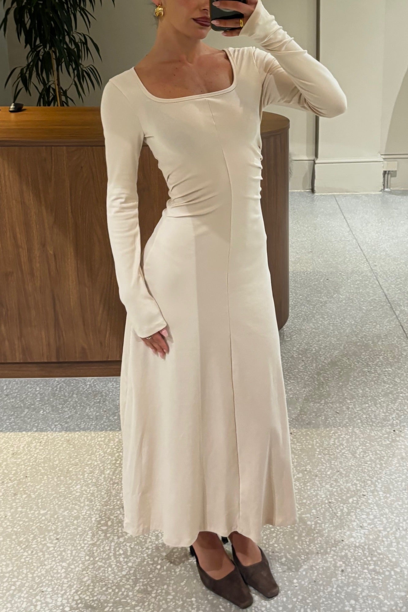 Alma Long Sleeve Dress Bone