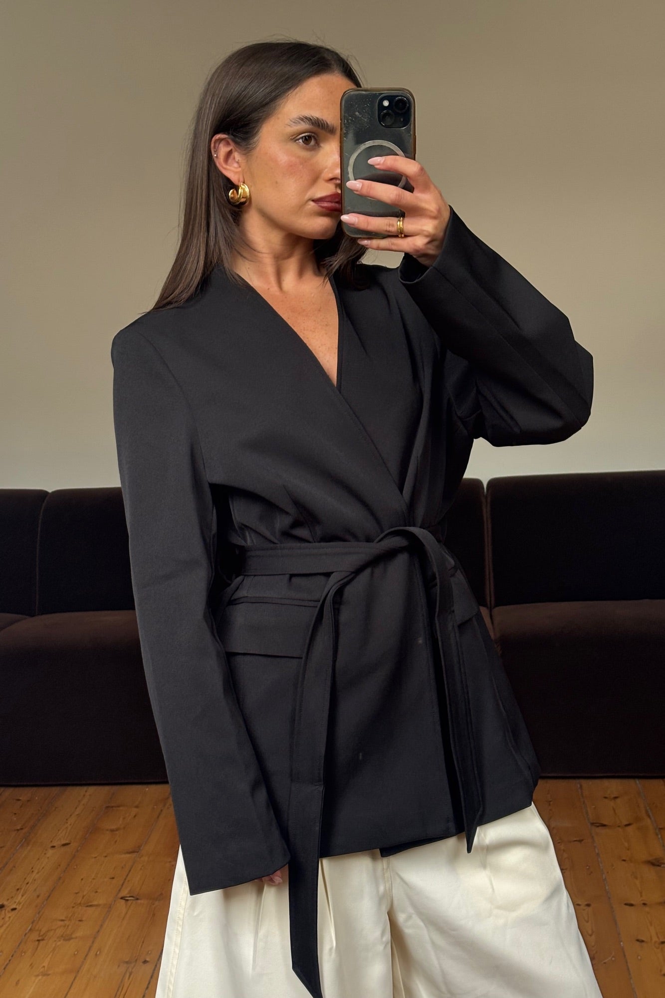 Alysha Collarless Blazer Black