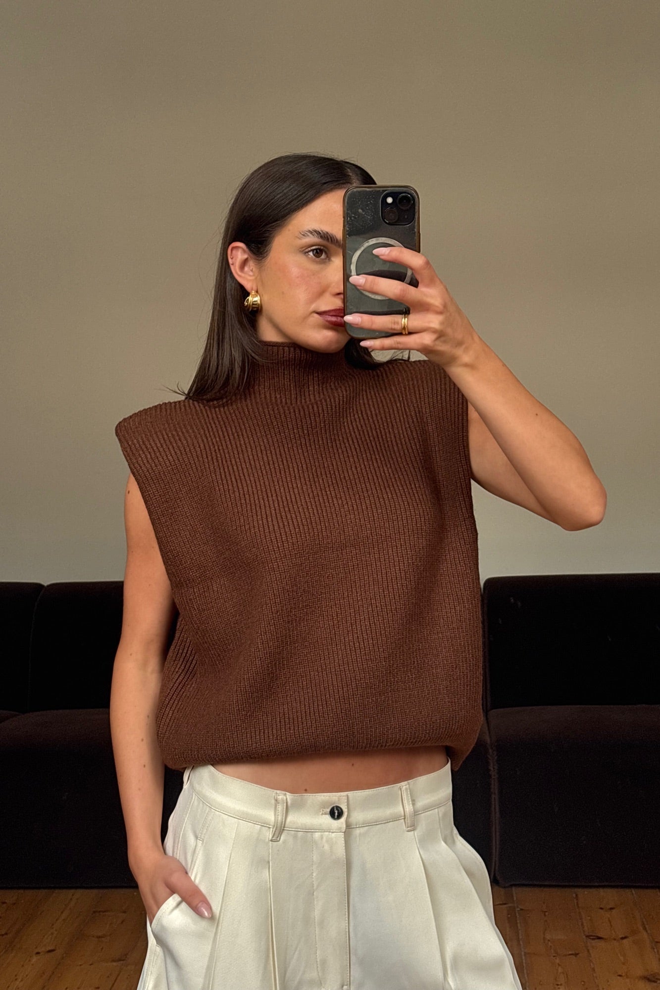 Drew Sleeveless Knit Chocolate