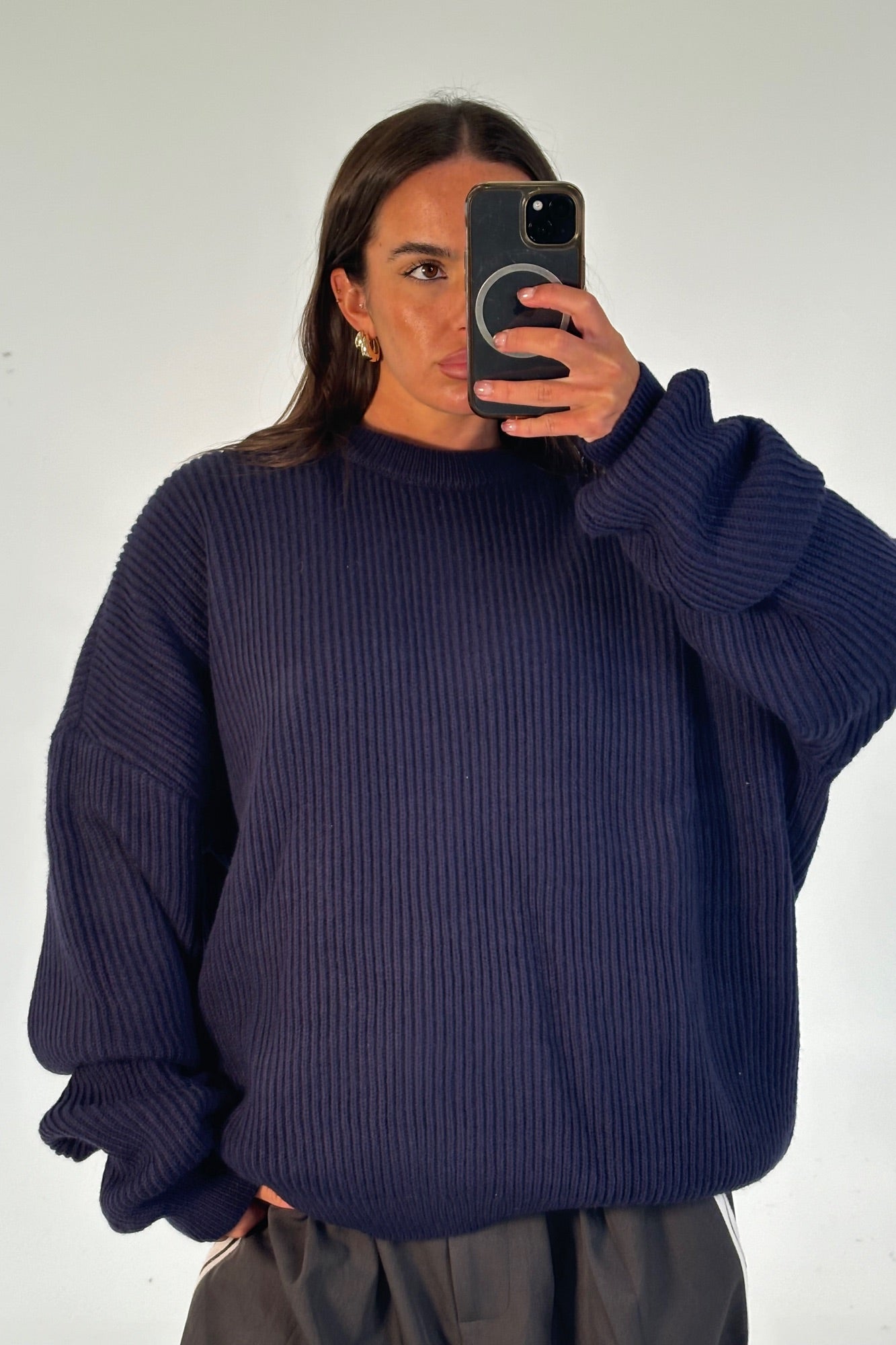 Unisex Drop Sleeve Heavy Knit Navy