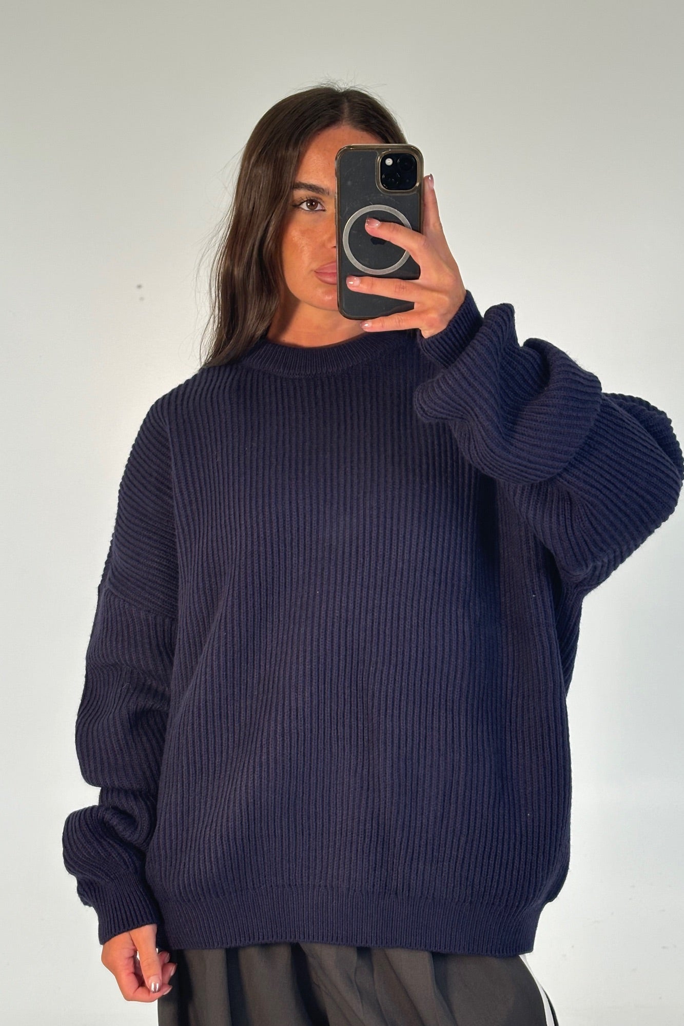Unisex Drop Sleeve Heavy Knit Navy