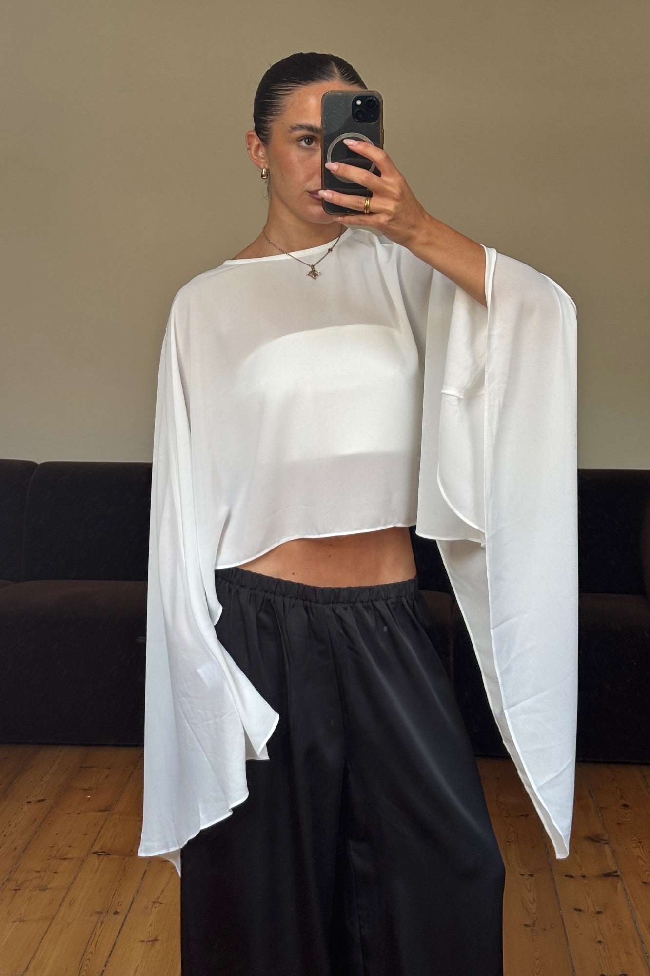Mattie Sheer Poncho White