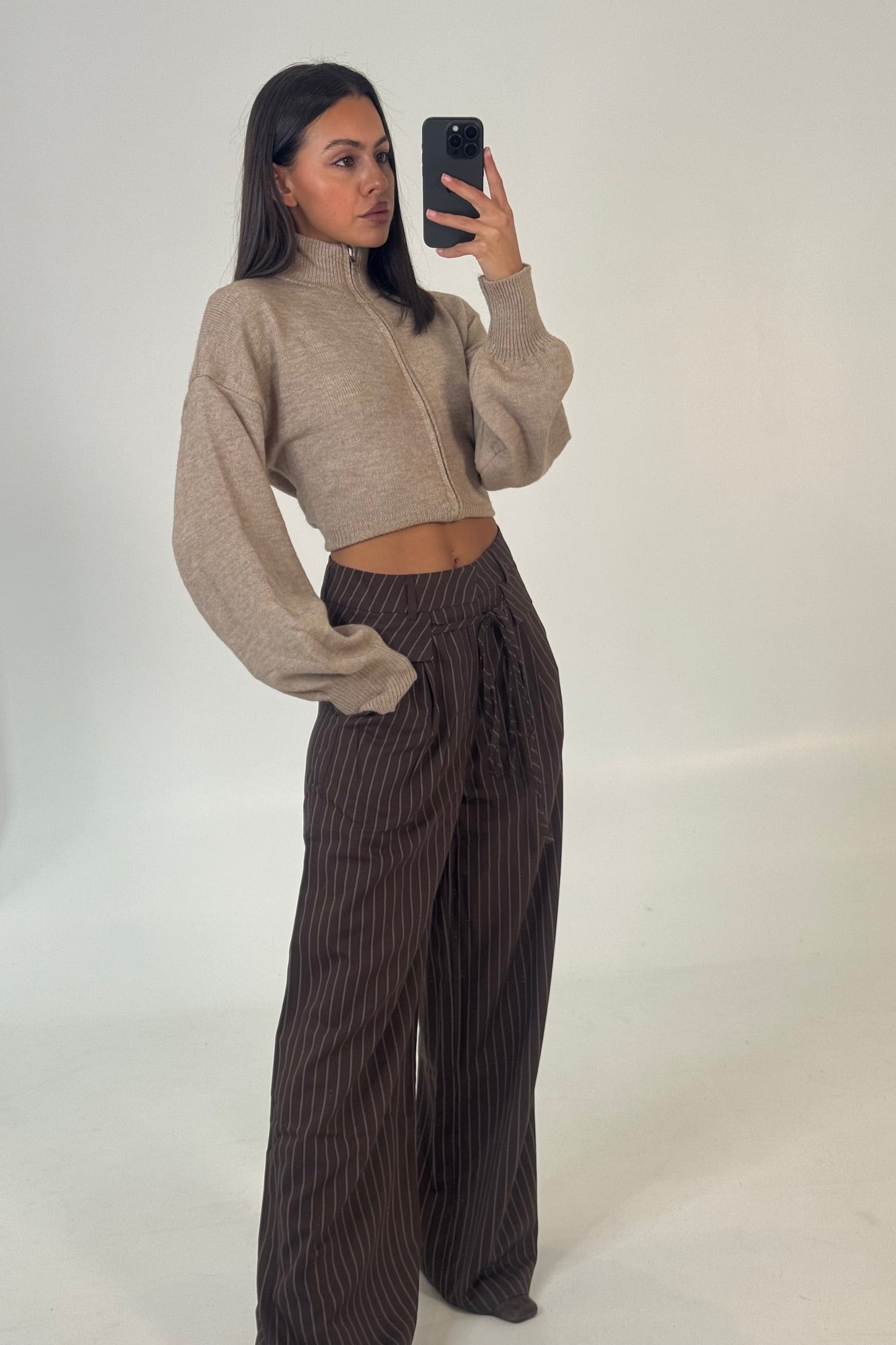 Kiara Pinstripe Pant Chocolate