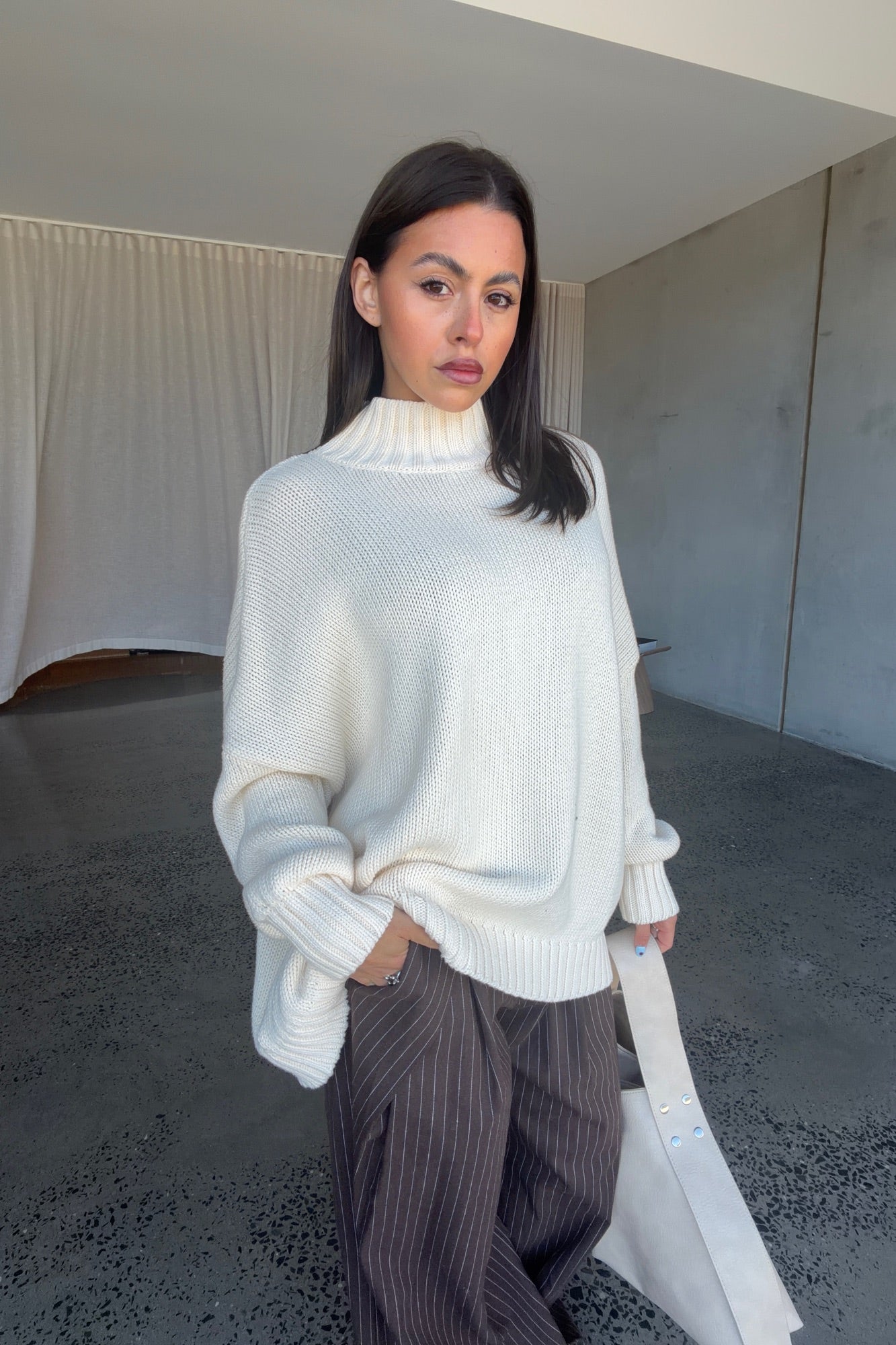 Layla Funnel Neck Knit Cream