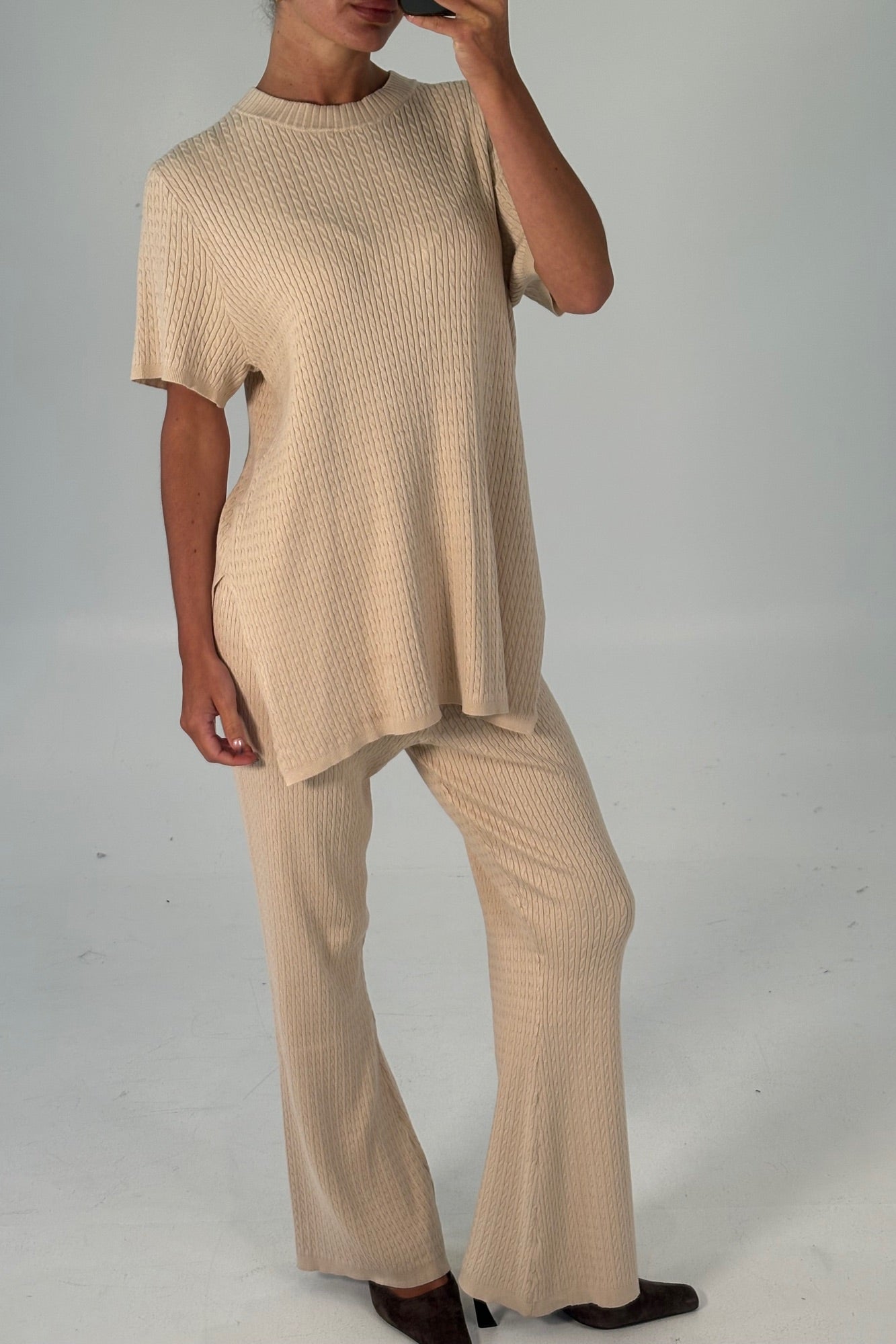 Leighton Ribbed Pant Almond