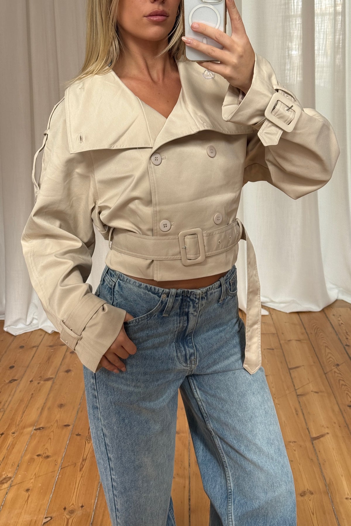 Blanc Cropped Trench Cream