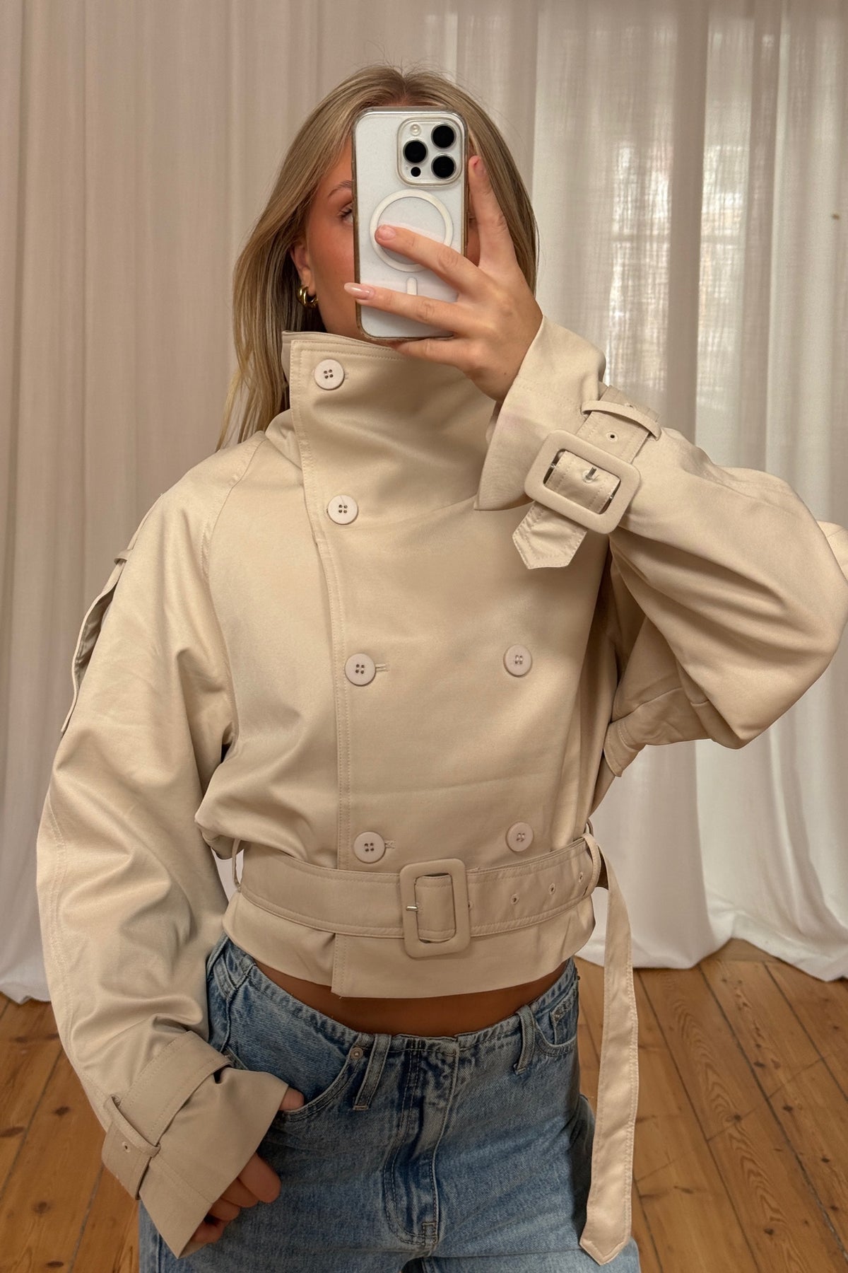 Blanc Cropped Trench Cream