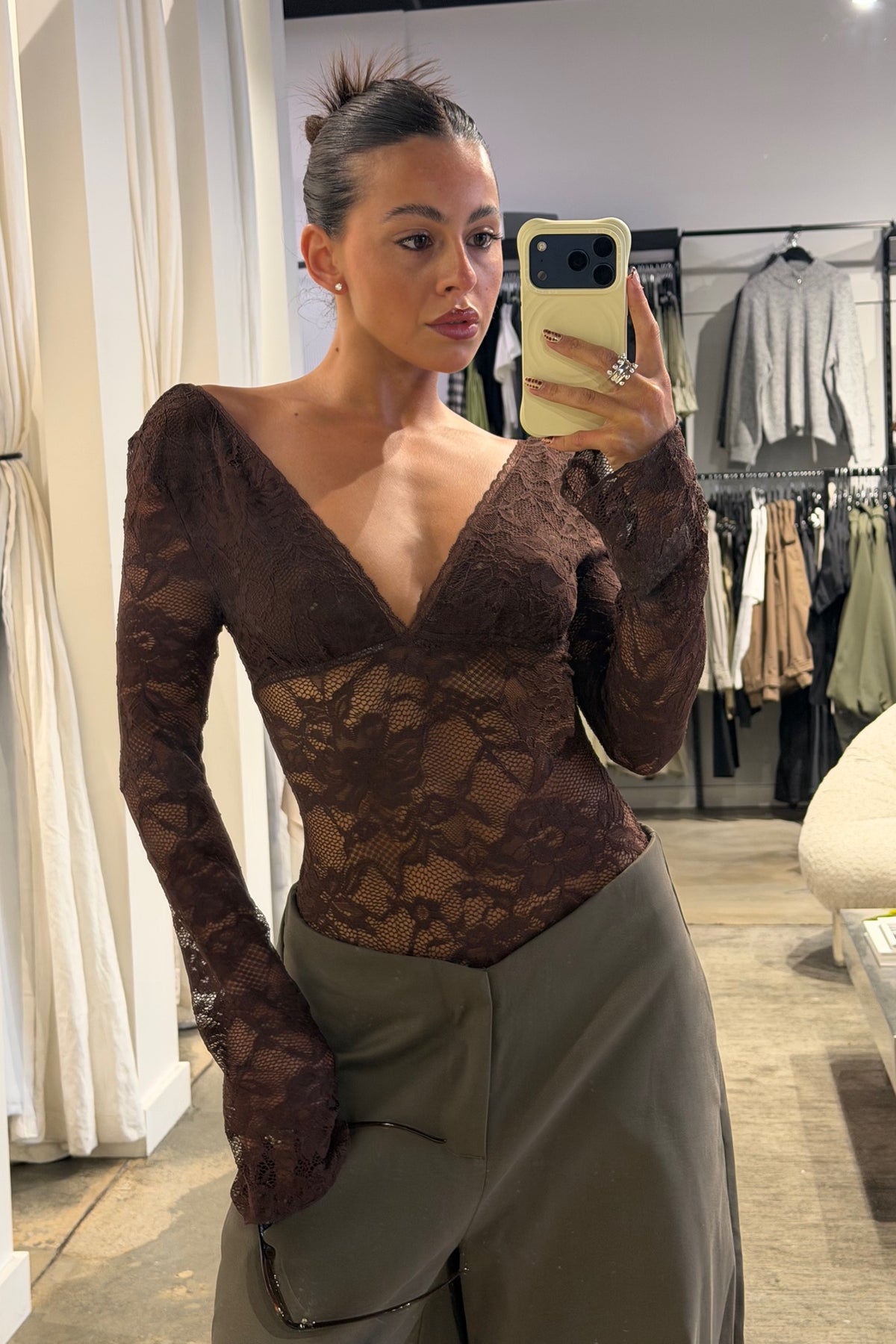 Elle Lace Bodysuit Coffee