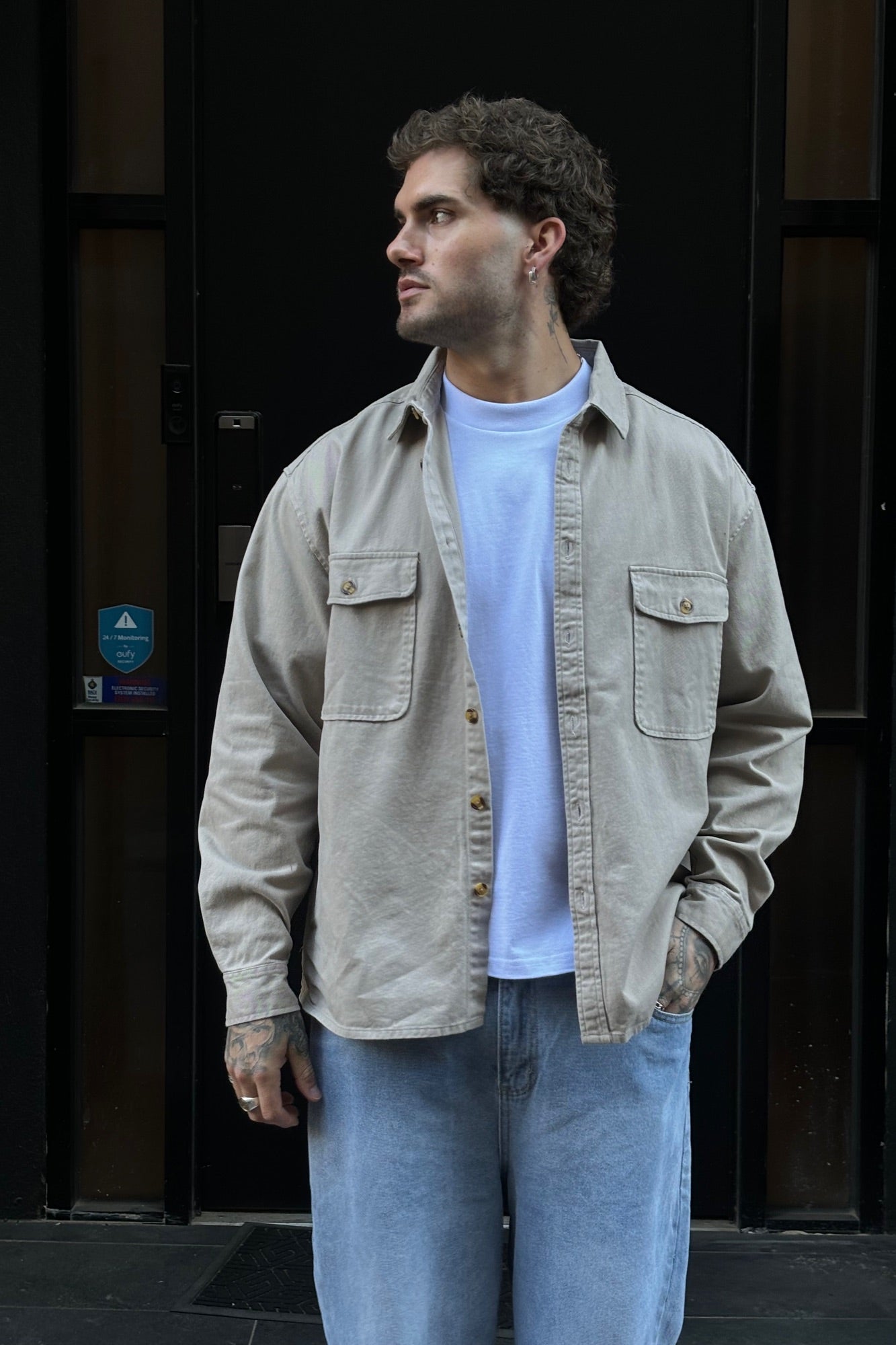 Mike Cotton Drill Shacket Tan