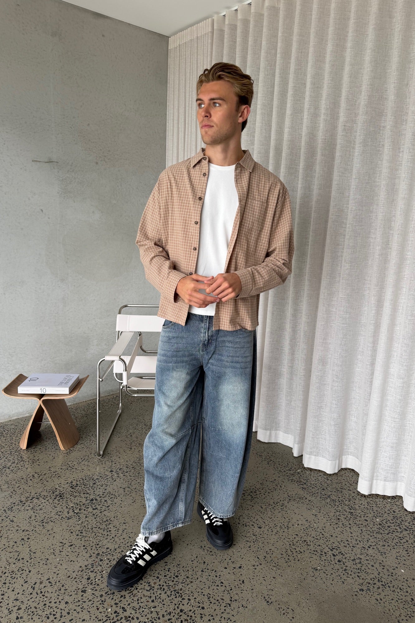 NTH Long Sleeve Check Shirt Sand