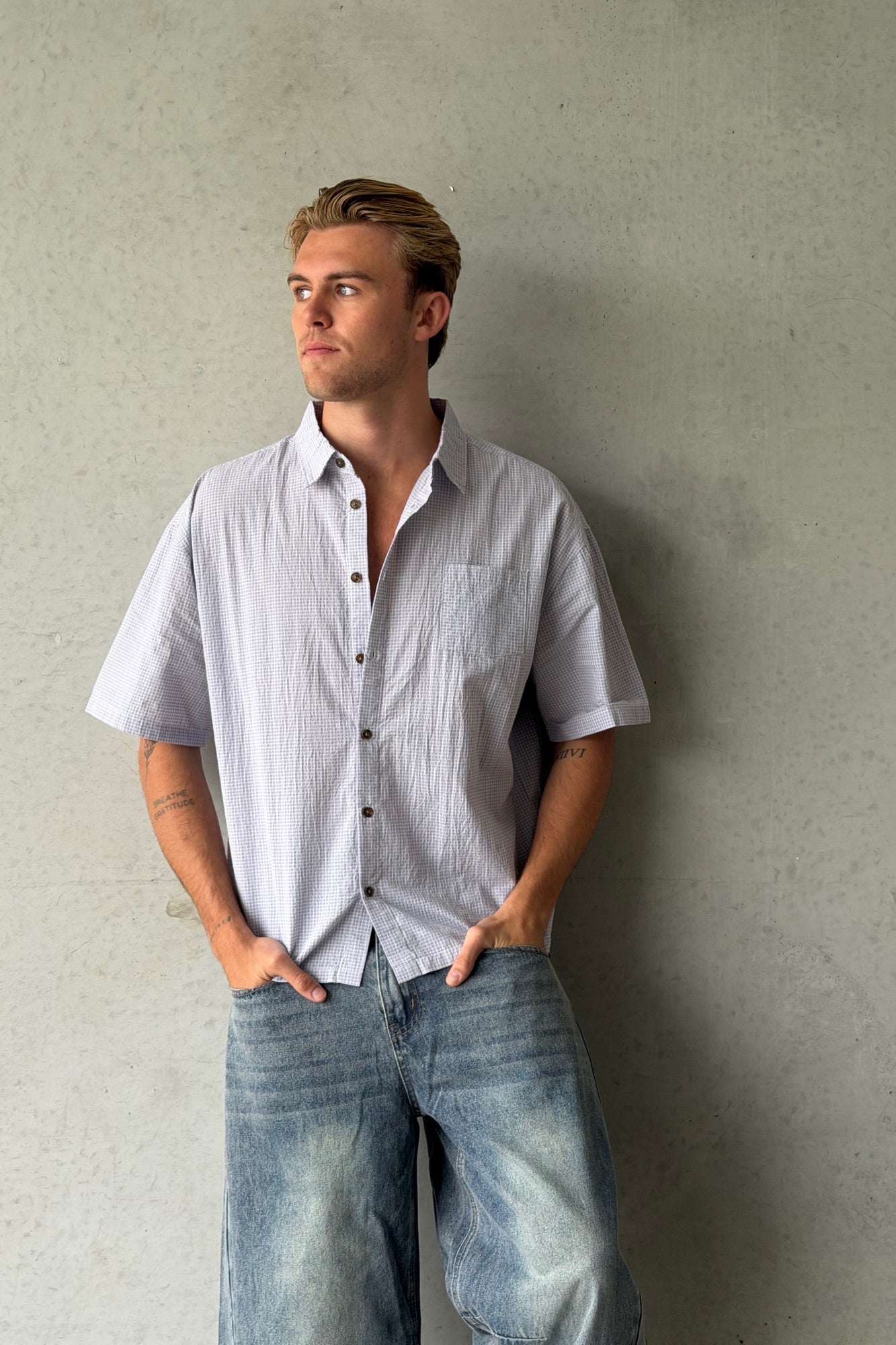 Nathaniel Drop Shirt Soft Grey