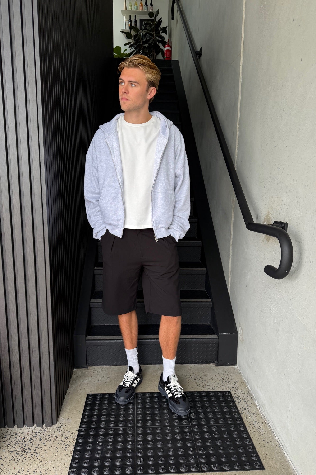 Roman Zip Hoodie Grey
