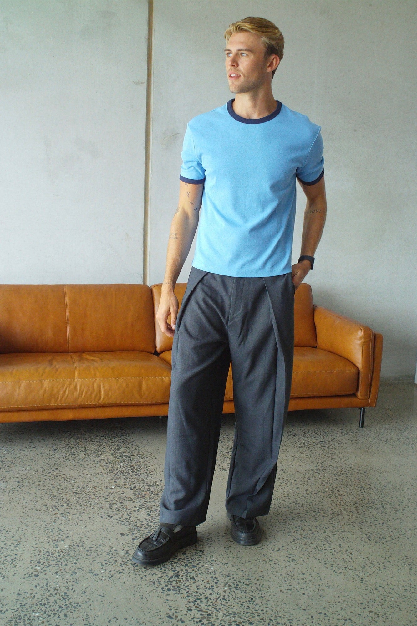 Charlie Ringer Tee Blue