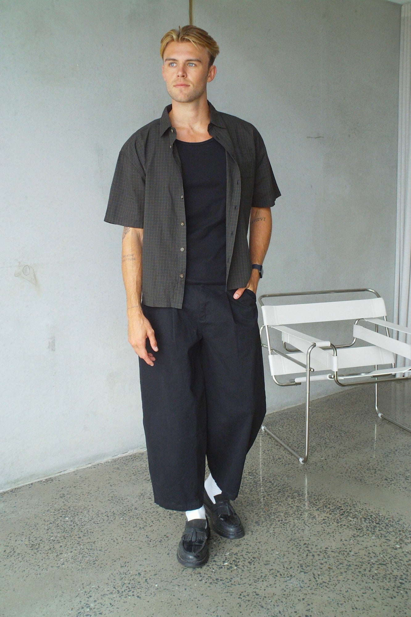 Nathaniel Drop Shirt Check Dark Brown