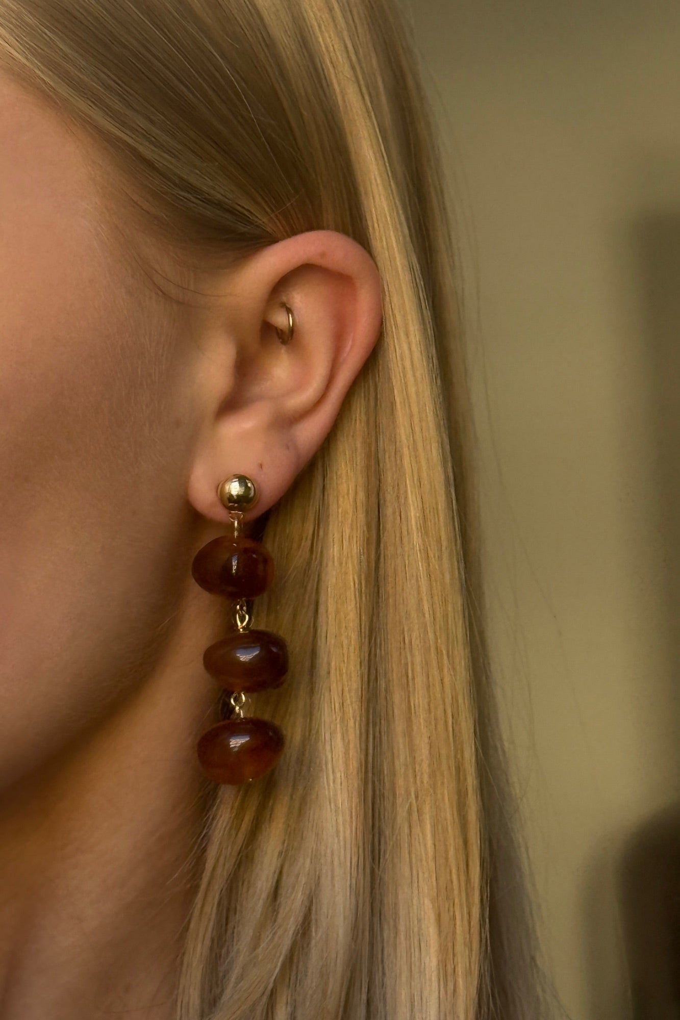 Resin Drop Earring Brown