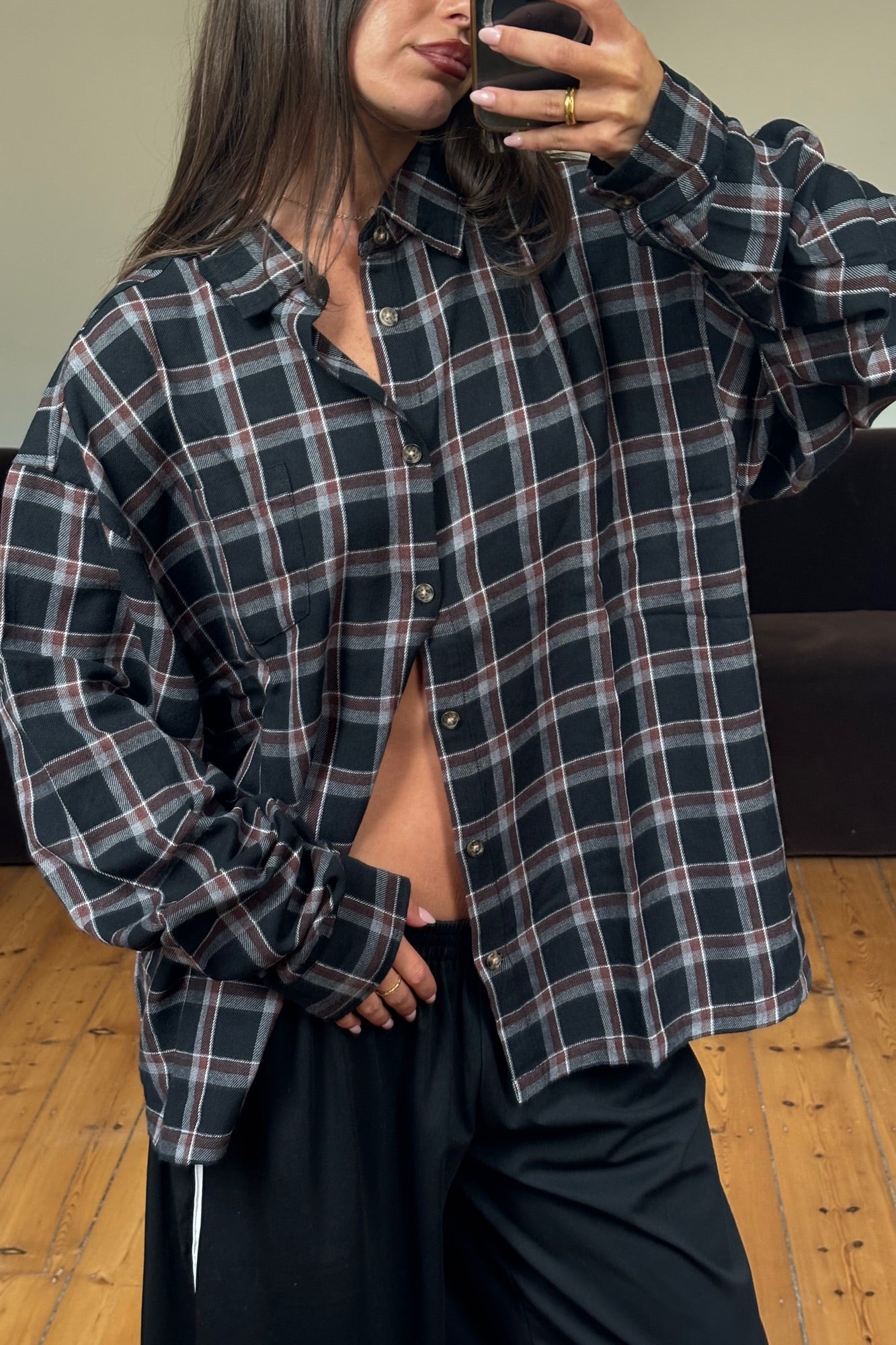 Unisex Brooklyn Check Shirt Black